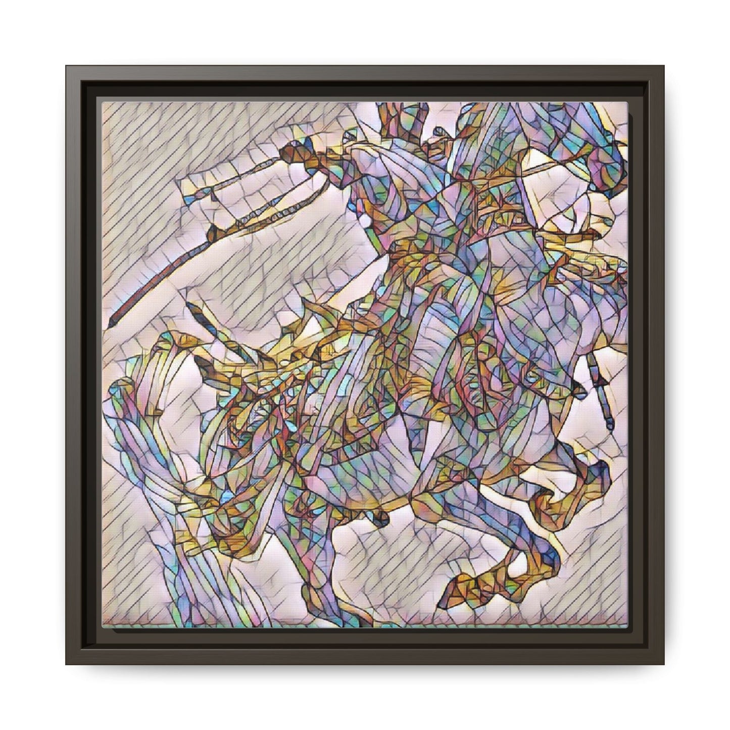 Framed Abstract Stained-Glass Horse Canvas