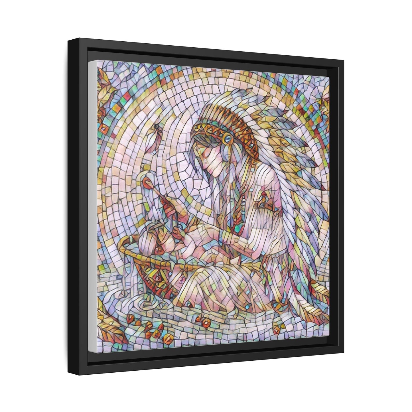 Framed Mosaic Native Mother & Child Matte Canvas Art