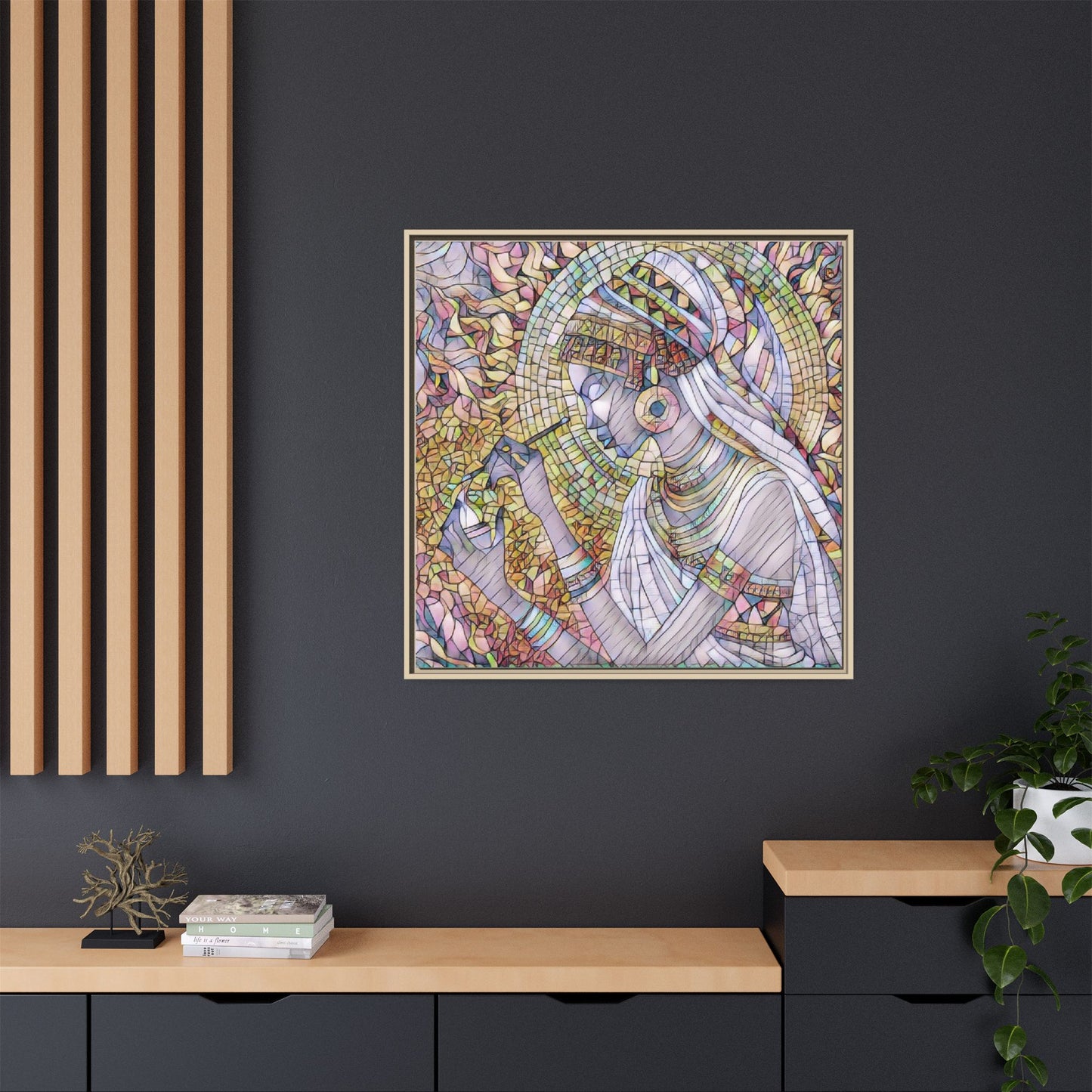 Egyptian Goddess Stained-Glass Matte Canvas (Framed)