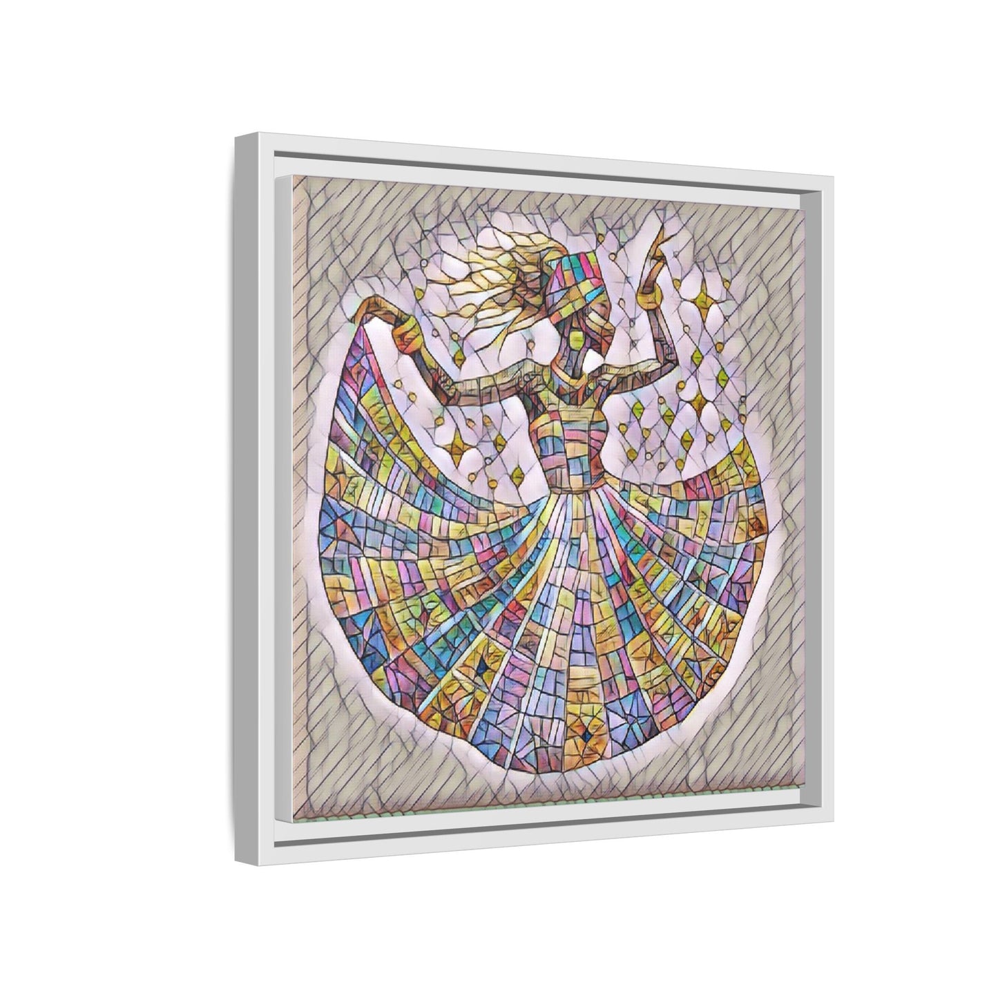 Colorful Mosaic Dance Framed Canvas Art
