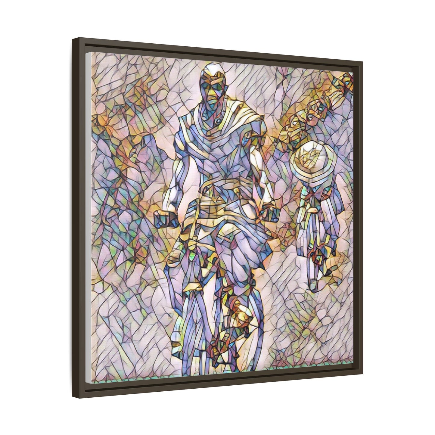 Framed Matte Canvas — Abstract Cyclist Artwork (Multi‑Color)