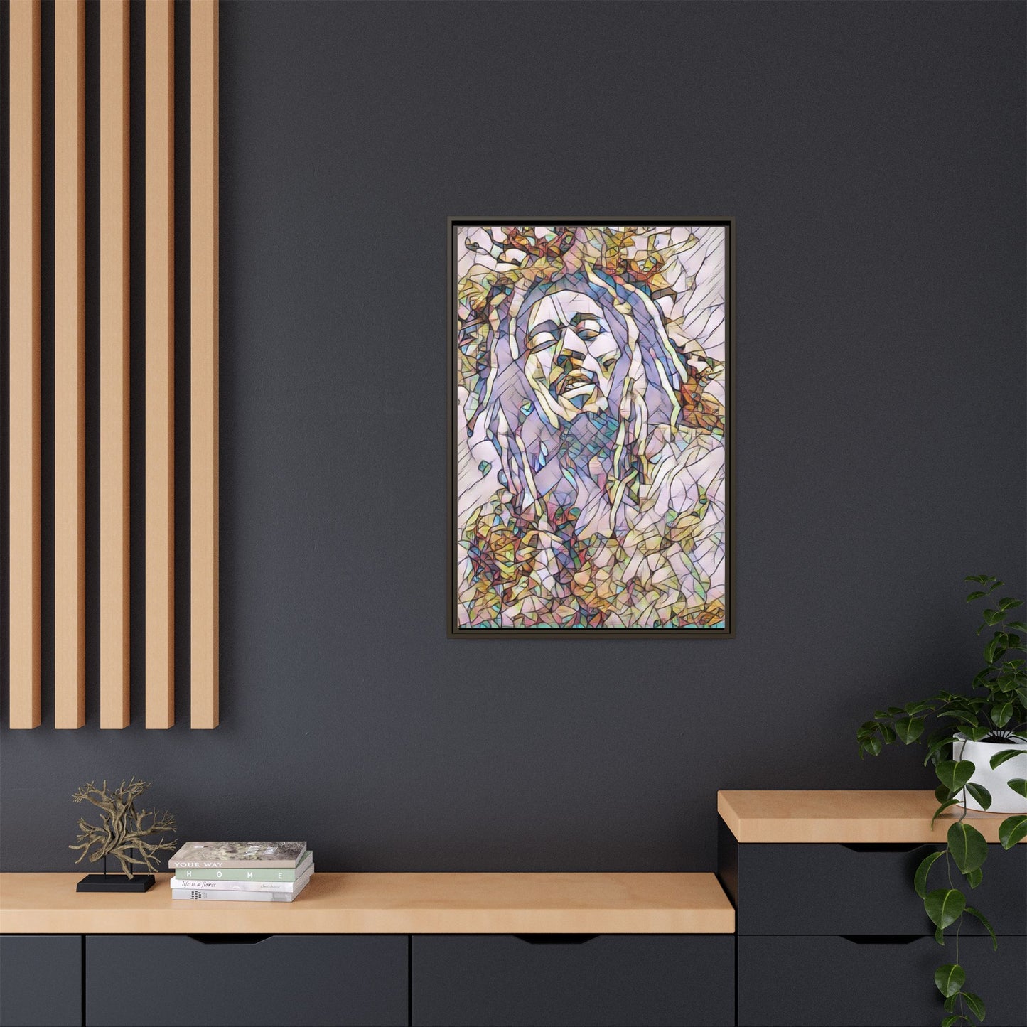 Abstract Multicolor Portrait Matte Canvas Framed Wall Art