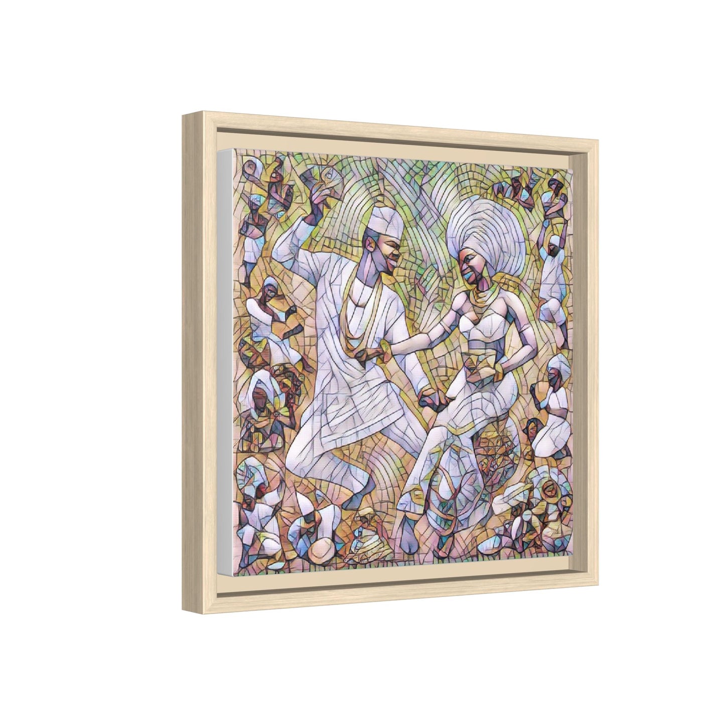 Afrobeat Celebration Matte Framed Canvas — Vibrant Dancers Wall Art
