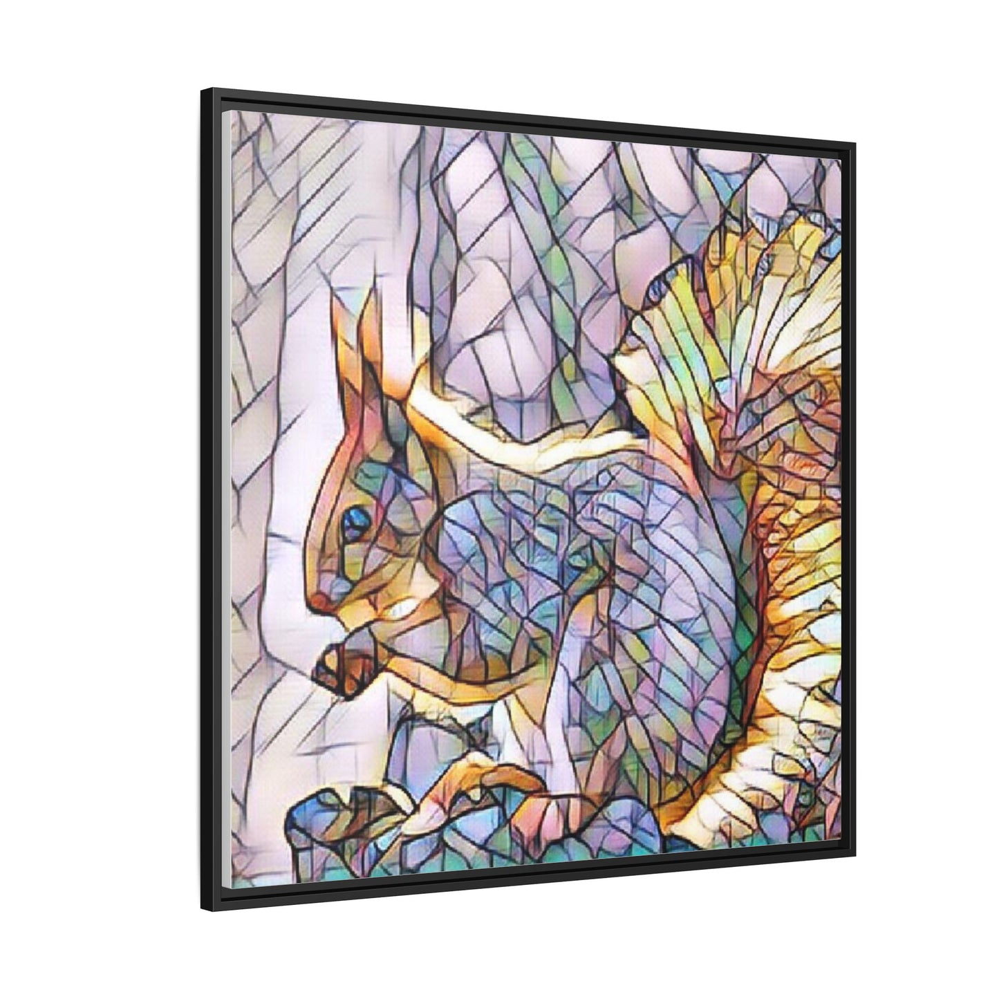 Framed Squirrel Mosaic Matte Canvas Wall Art