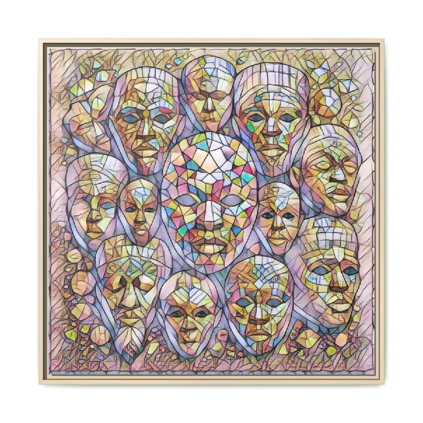 Framed Art Print — Mosaic Faces Matte Canvas