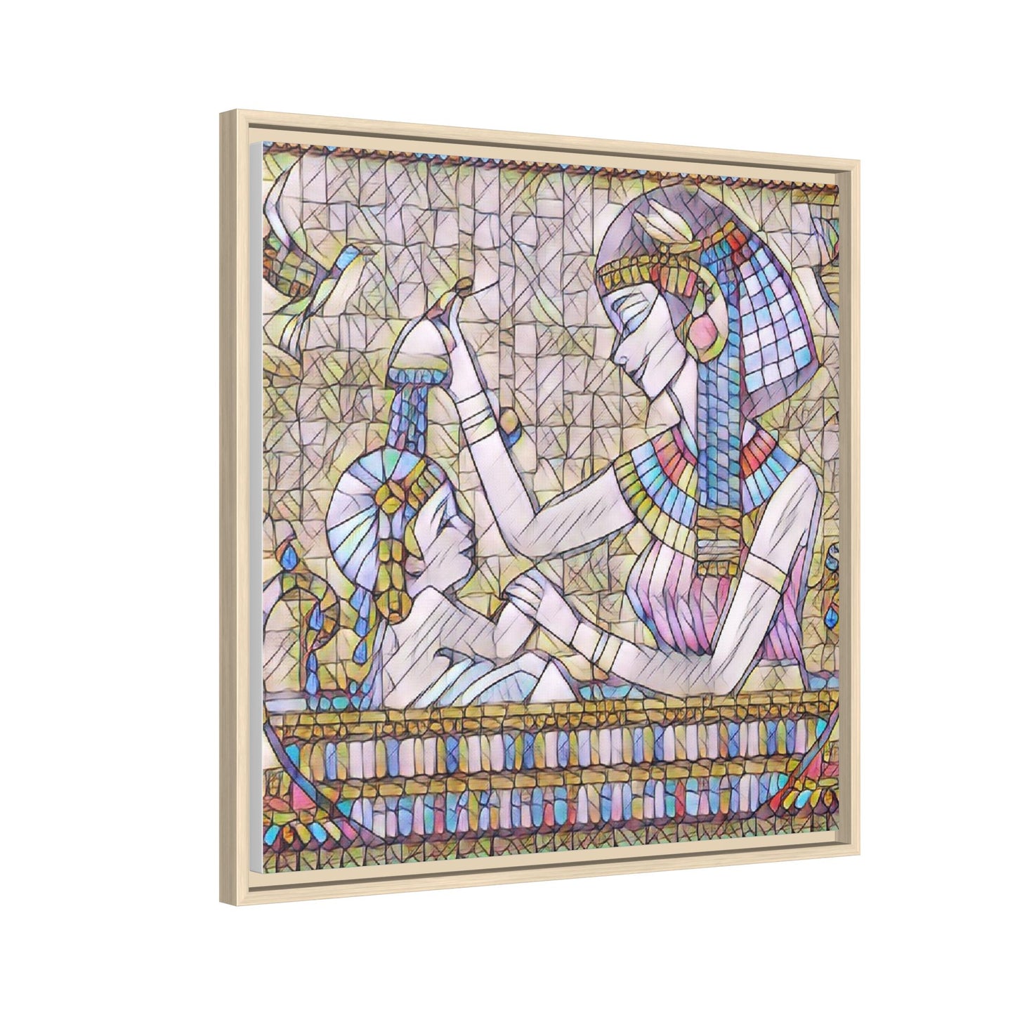 Egyptian Mosaic Mother & Child Framed Matte Canvas
