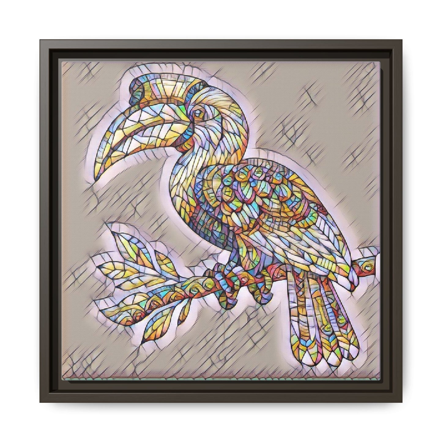 Colorful Stained Glass Toucan Matte Canvas Framed Wall Art