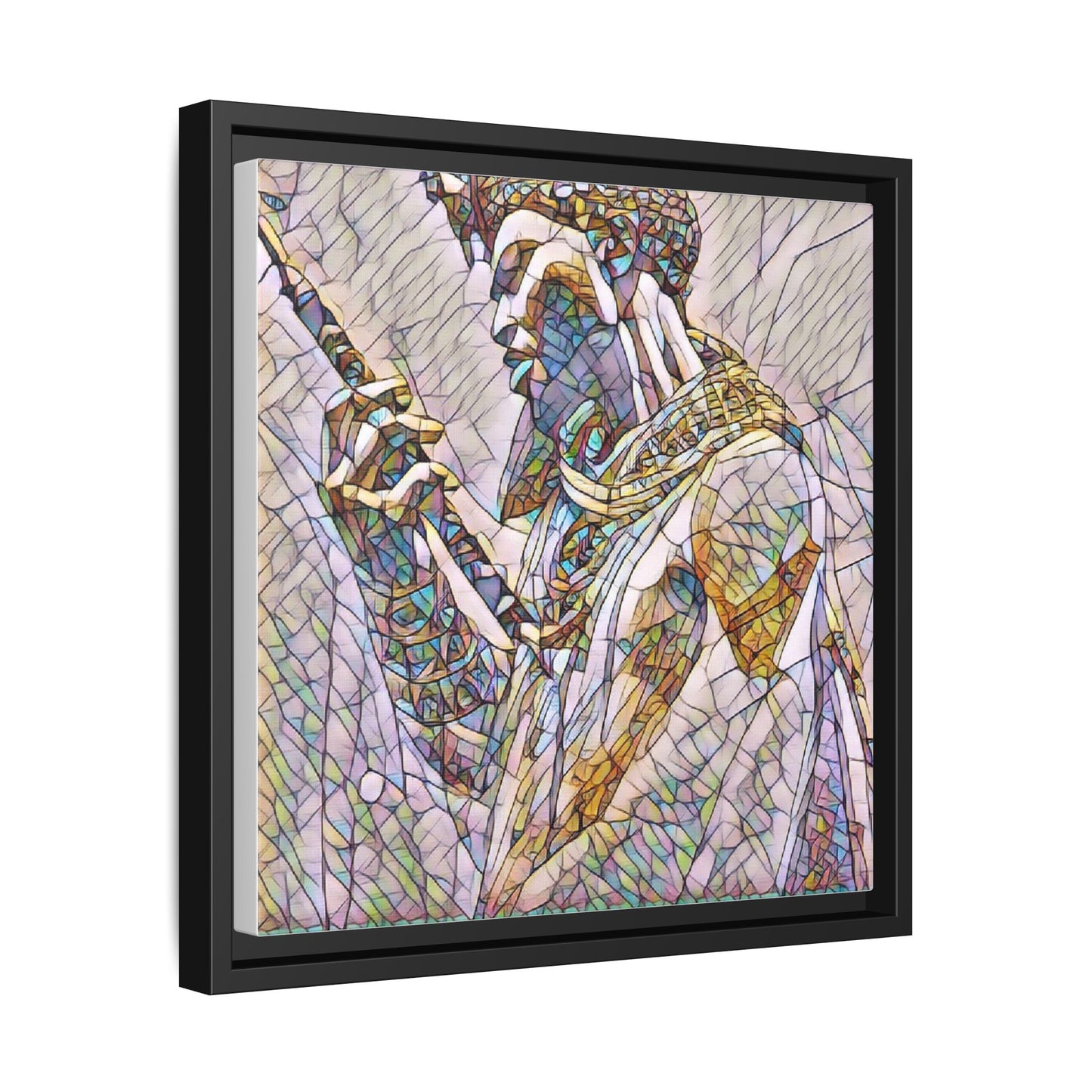 Egyptian Pharaoh Stained Glass Art — Framed Matte Canvas