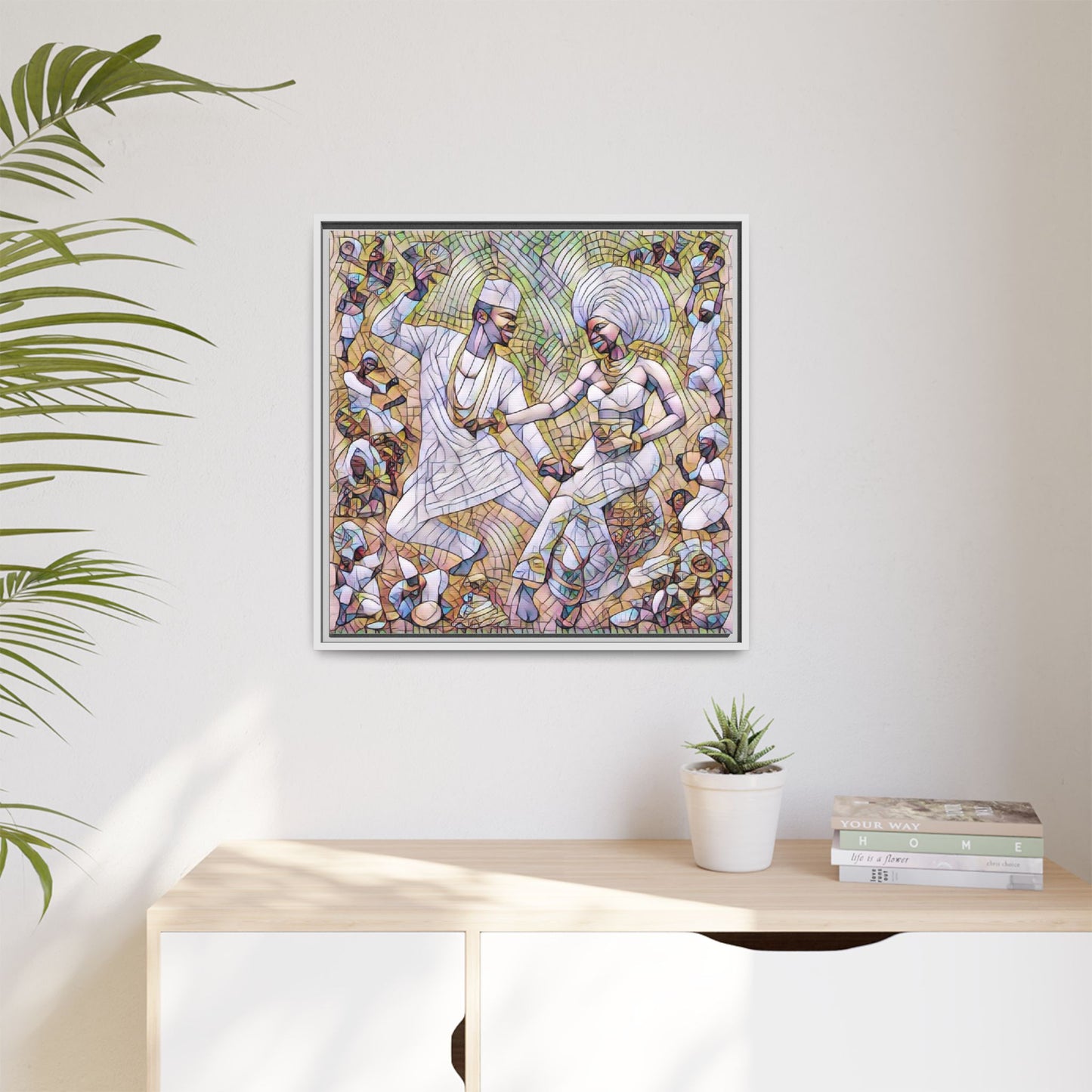 Afrobeat Celebration Matte Framed Canvas — Vibrant Dancers Wall Art