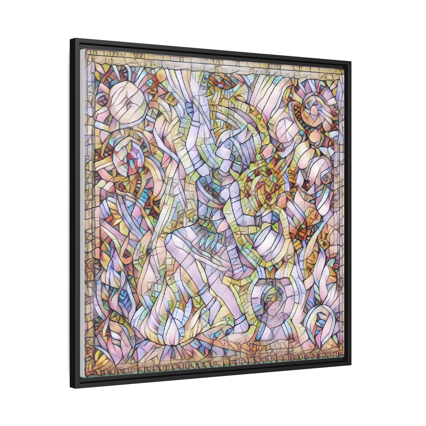 Abstract Stained Glass Dance Matte Framed Canvas