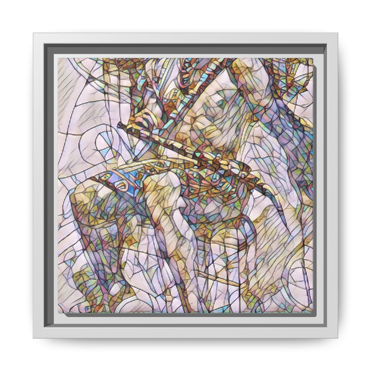 Framed Abstract Musician Canvas Art — Multi‑Color Jazz Saxophone Print