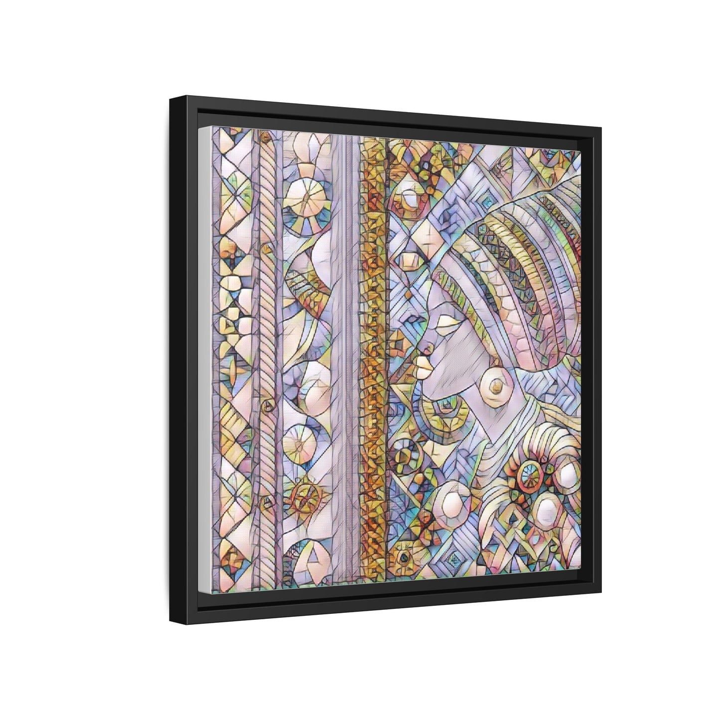 Afrocentric Stained-Glass Portrait Matte Framed Canvas