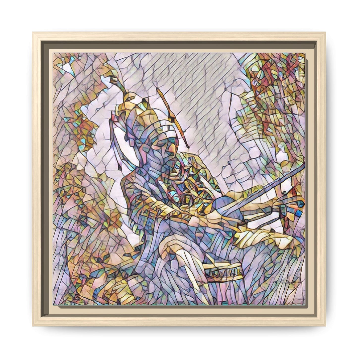 Framed Archery Canvas Print — Stained-Glass Archer Wall Art