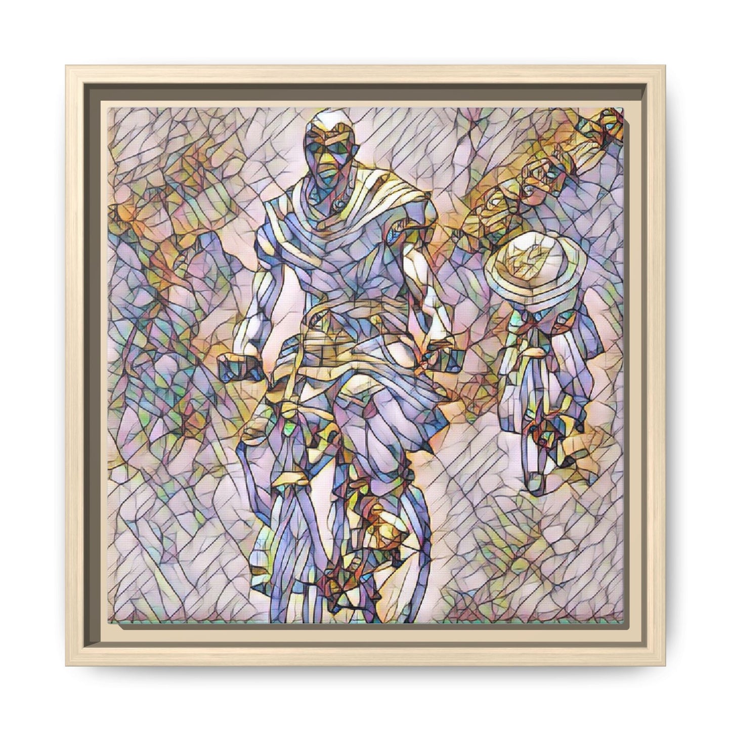 Framed Matte Canvas — Abstract Cyclist Artwork (Multi‑Color)