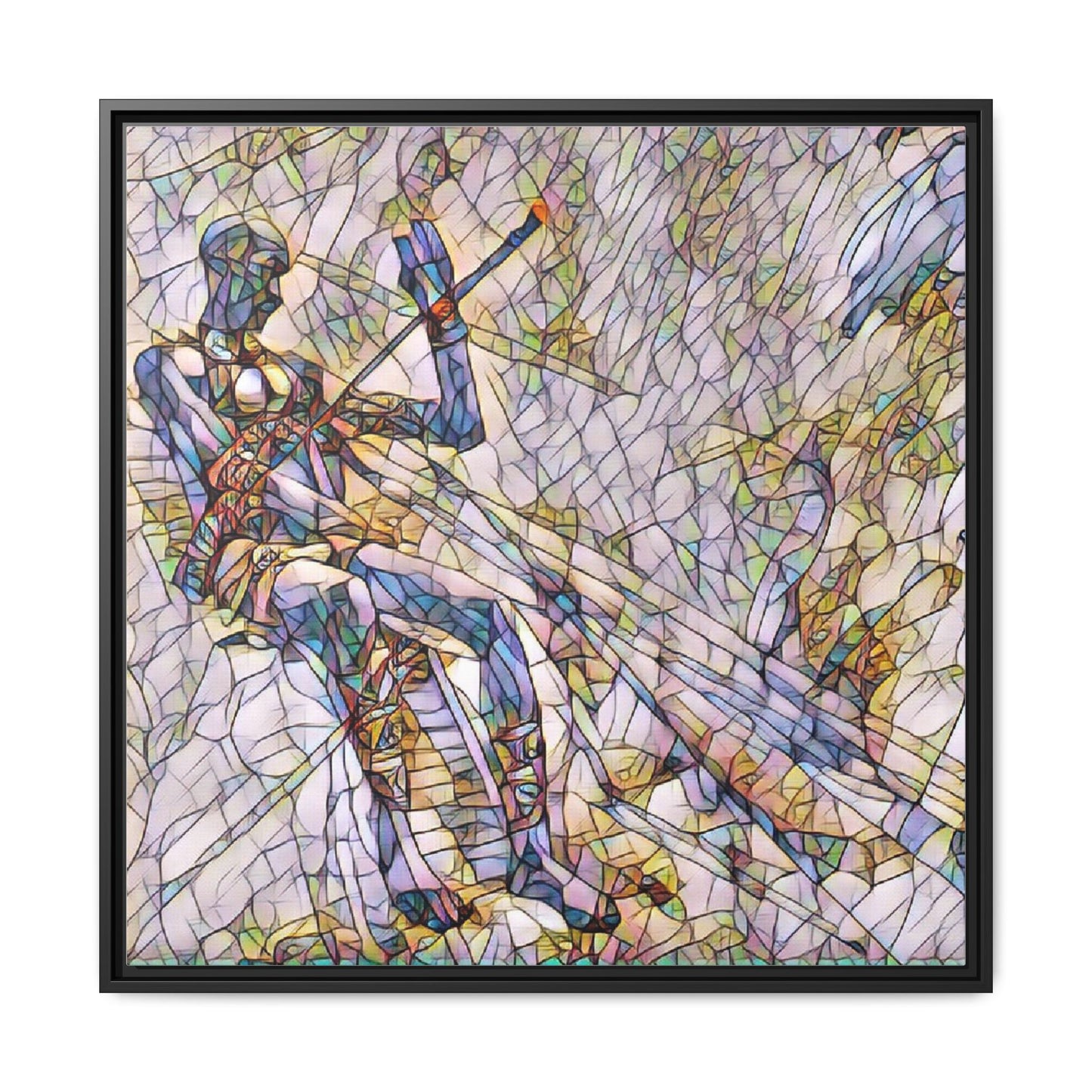 Abstract Stained-Glass Warrior Framed Canvas