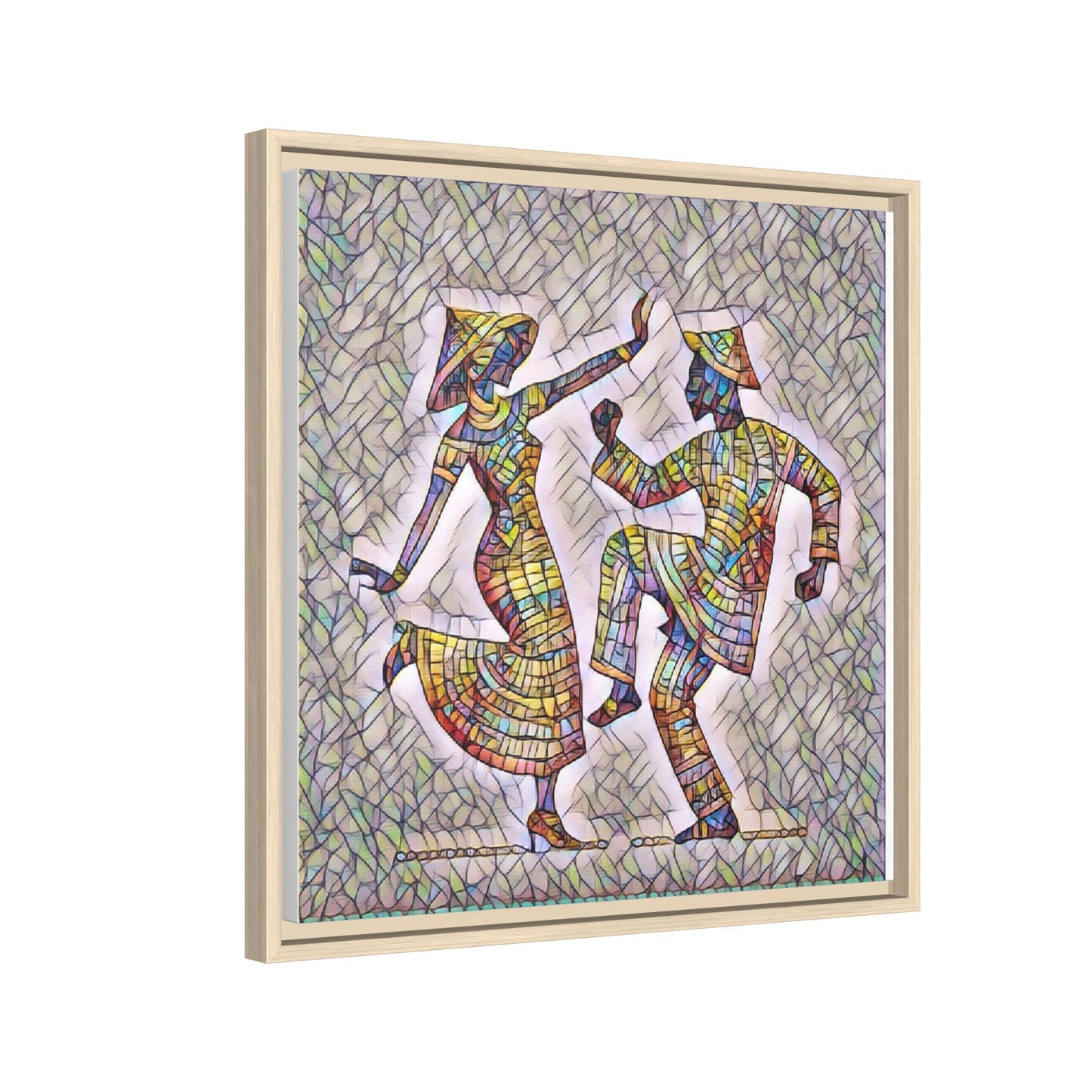 Colorful Folk Dance Matte Canvas Print (Framed)