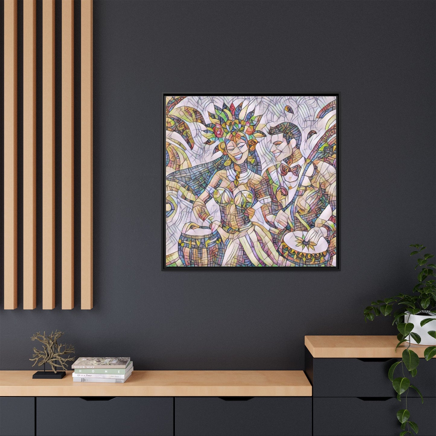 Carnival Samba Dancers Framed Canvas Art — Colorful Brazilian Festival Wall Decor