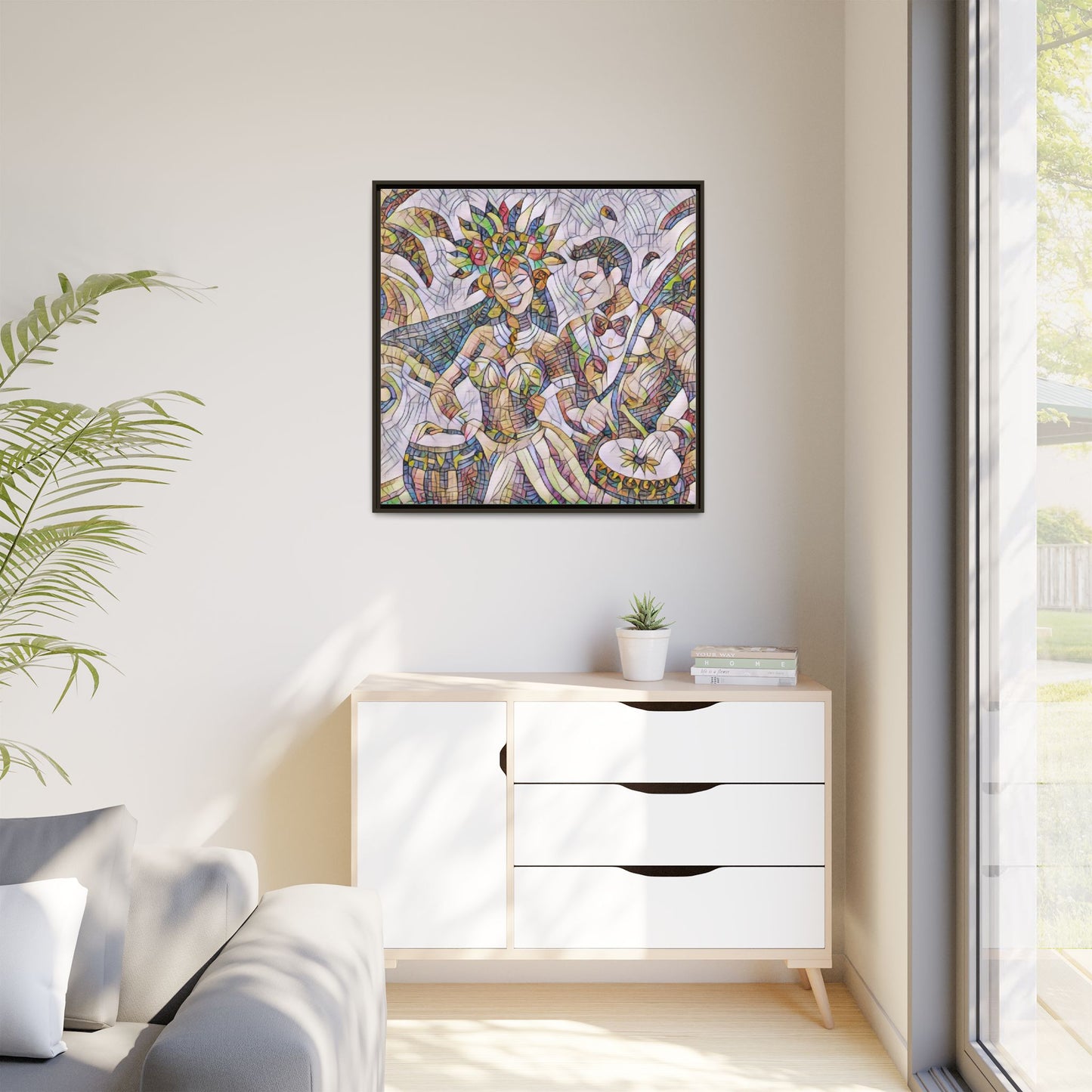 Carnival Samba Dancers Framed Canvas Art — Colorful Brazilian Festival Wall Decor