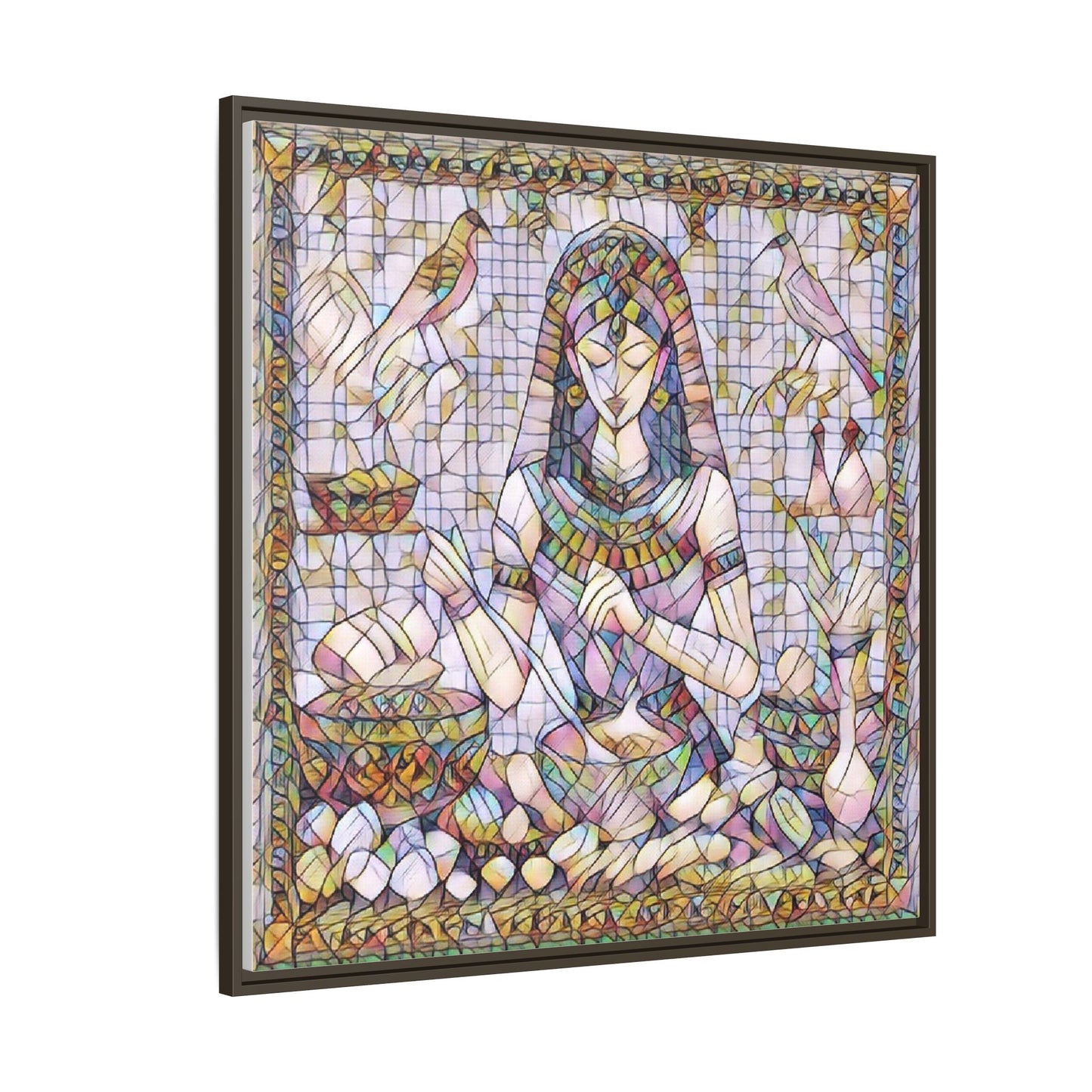Egyptian Goddess Mosaic Framed Canvas Art