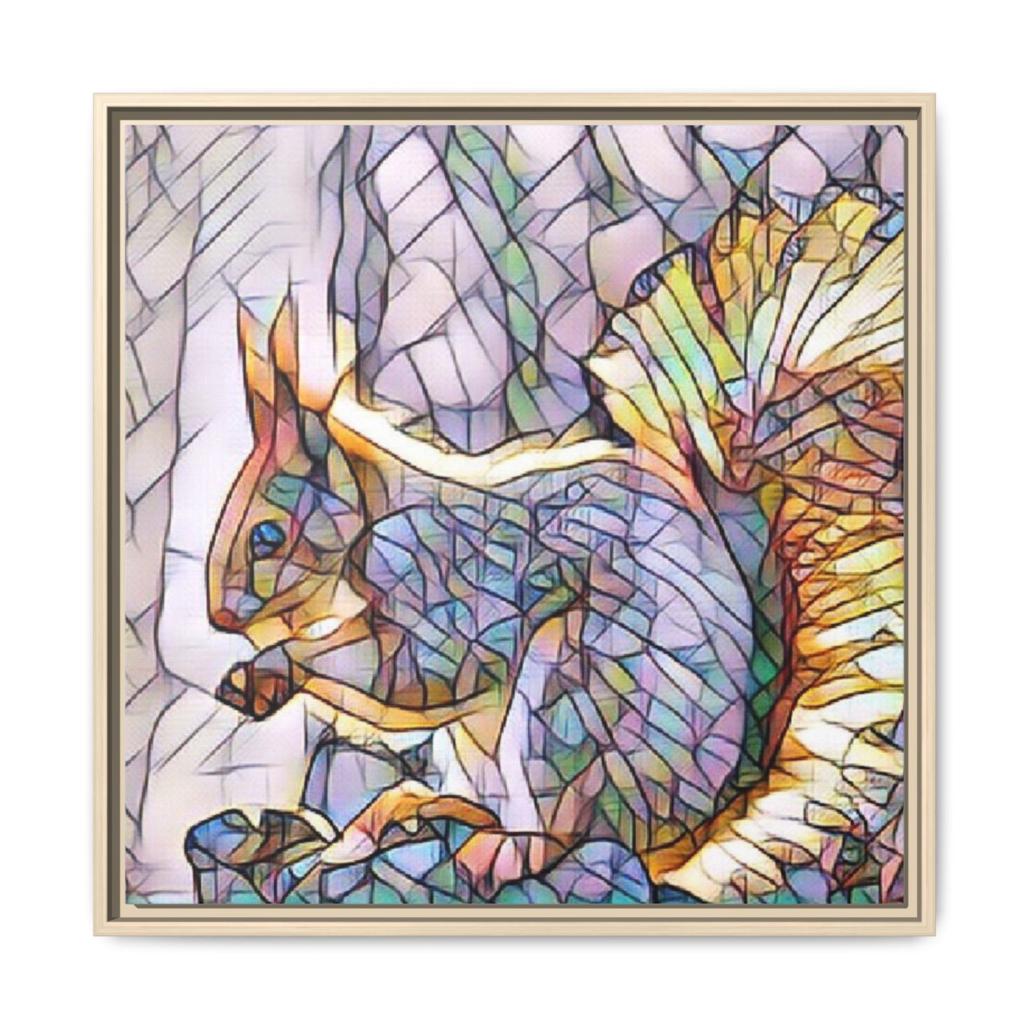 Framed Squirrel Mosaic Matte Canvas Wall Art