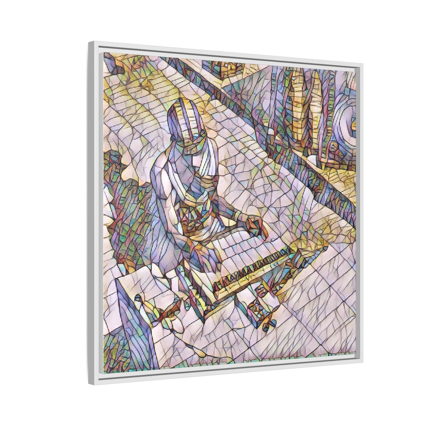 Abstract DJ Skateboarder Matte Framed Canvas – Colorful Urban Music Art Print