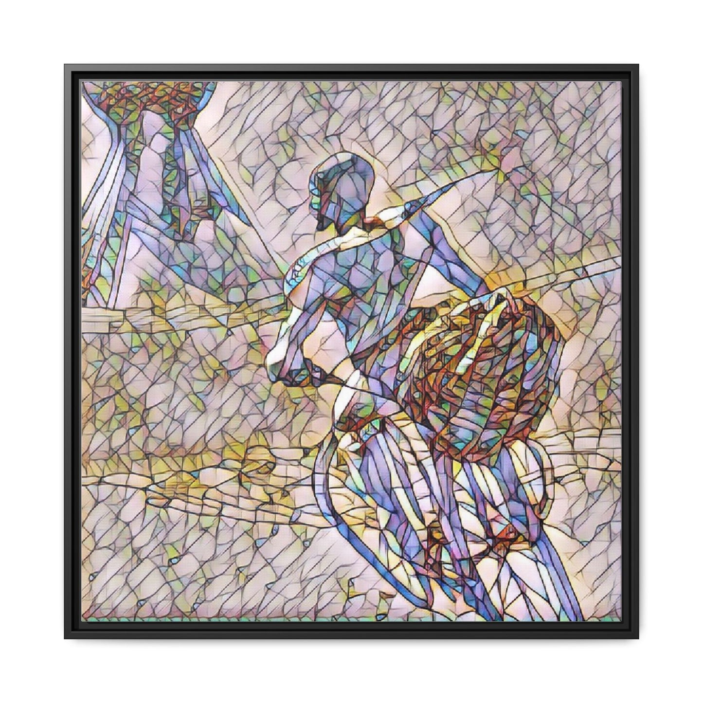 Abstract Stained-Glass Warrior Matte Framed Canvas