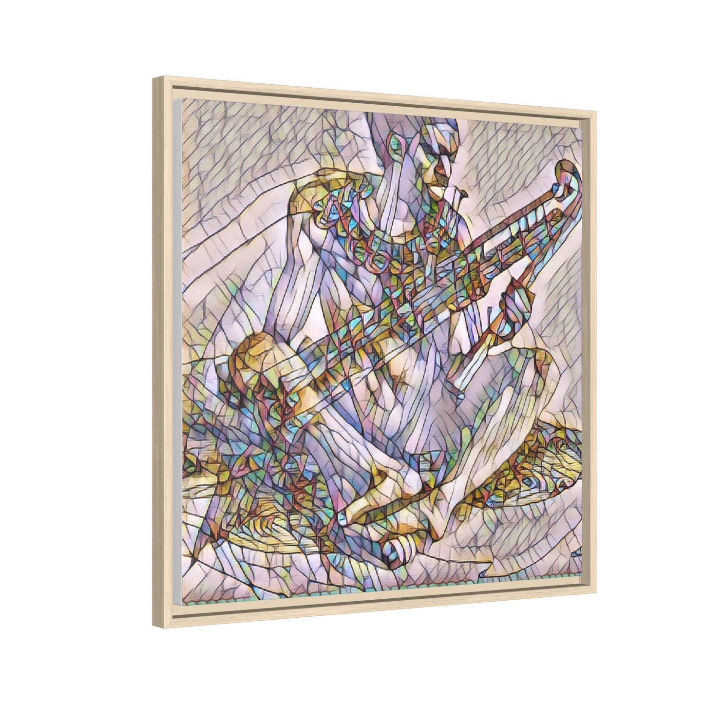 Framed Abstract Musician Canvas Art — Multicolor Modern Wall Decor