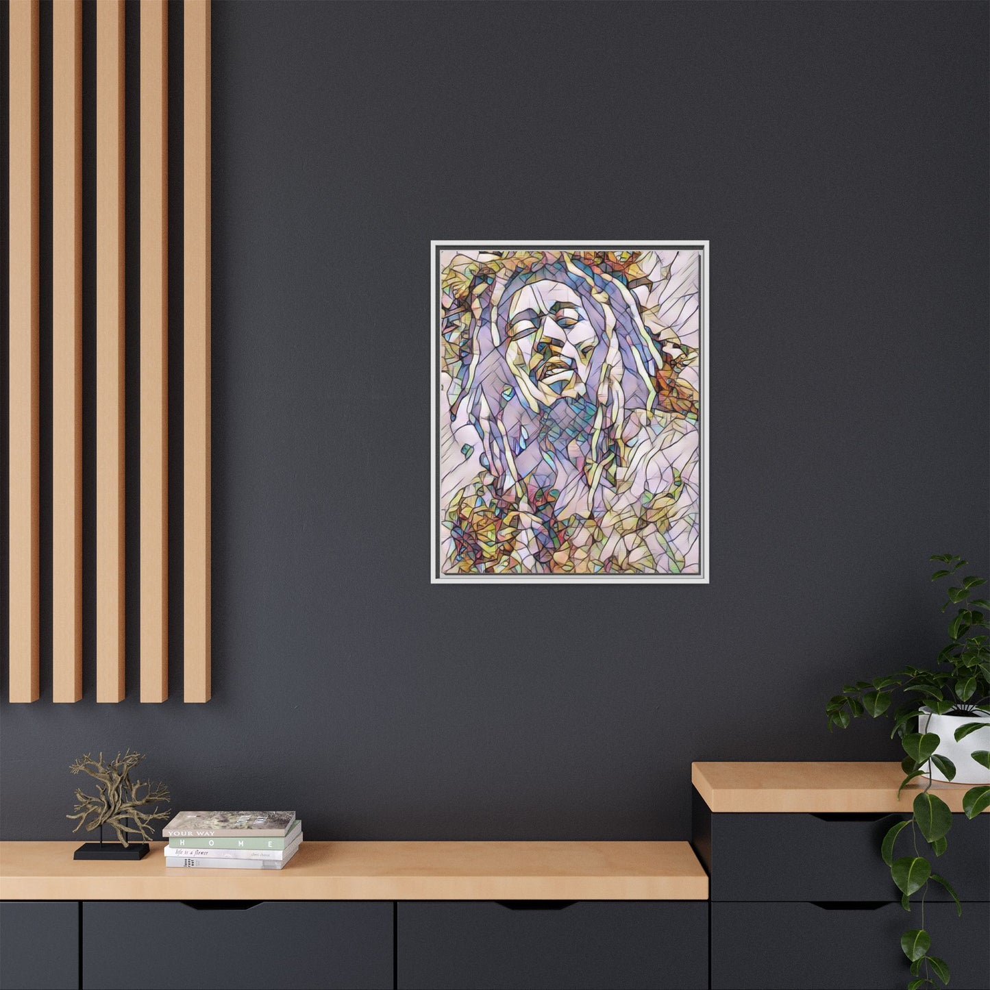 Abstract Multicolor Portrait Matte Canvas Framed Wall Art