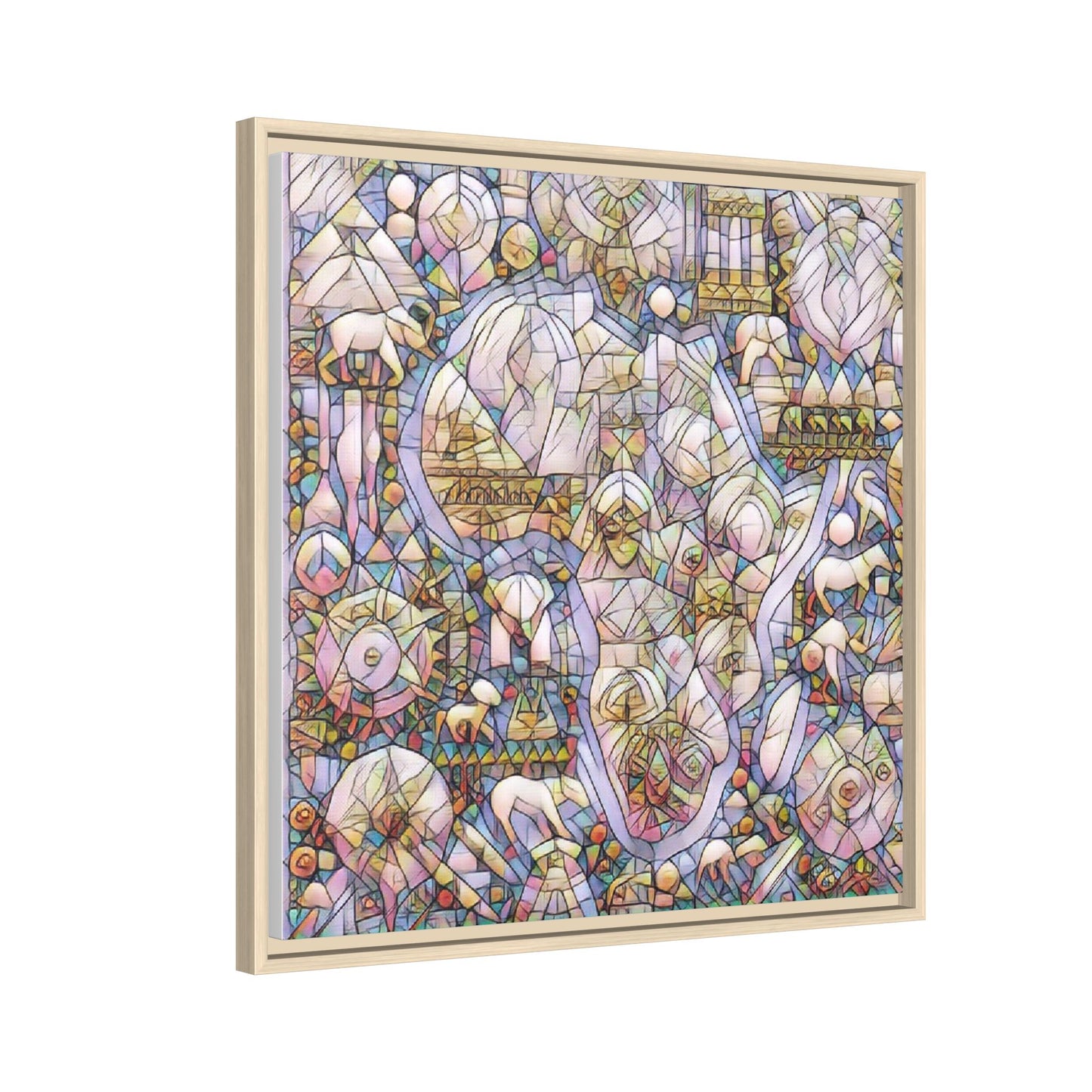Abstract Stained-Glass Style Framed Canvas Print