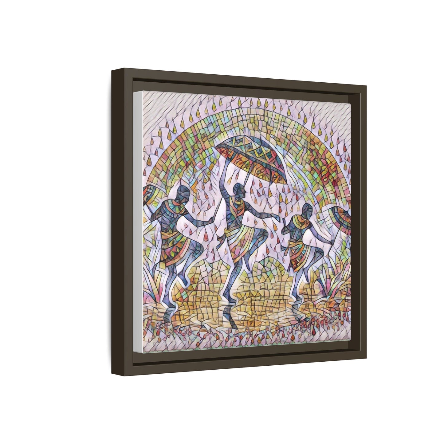 Framed Canvas Art — Colorful African Dance Mosaic