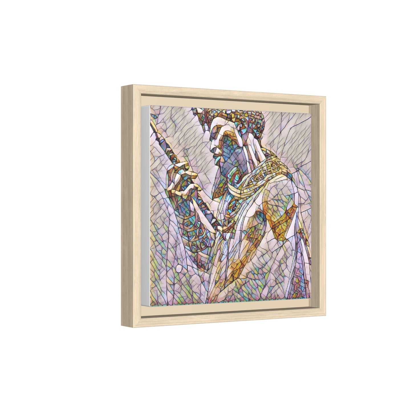Egyptian Pharaoh Stained Glass Art — Framed Matte Canvas