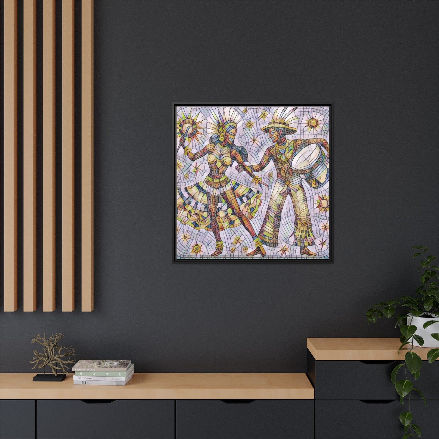 Carnival Dancers Framed Canvas Art – Colorful Samba Couple Print