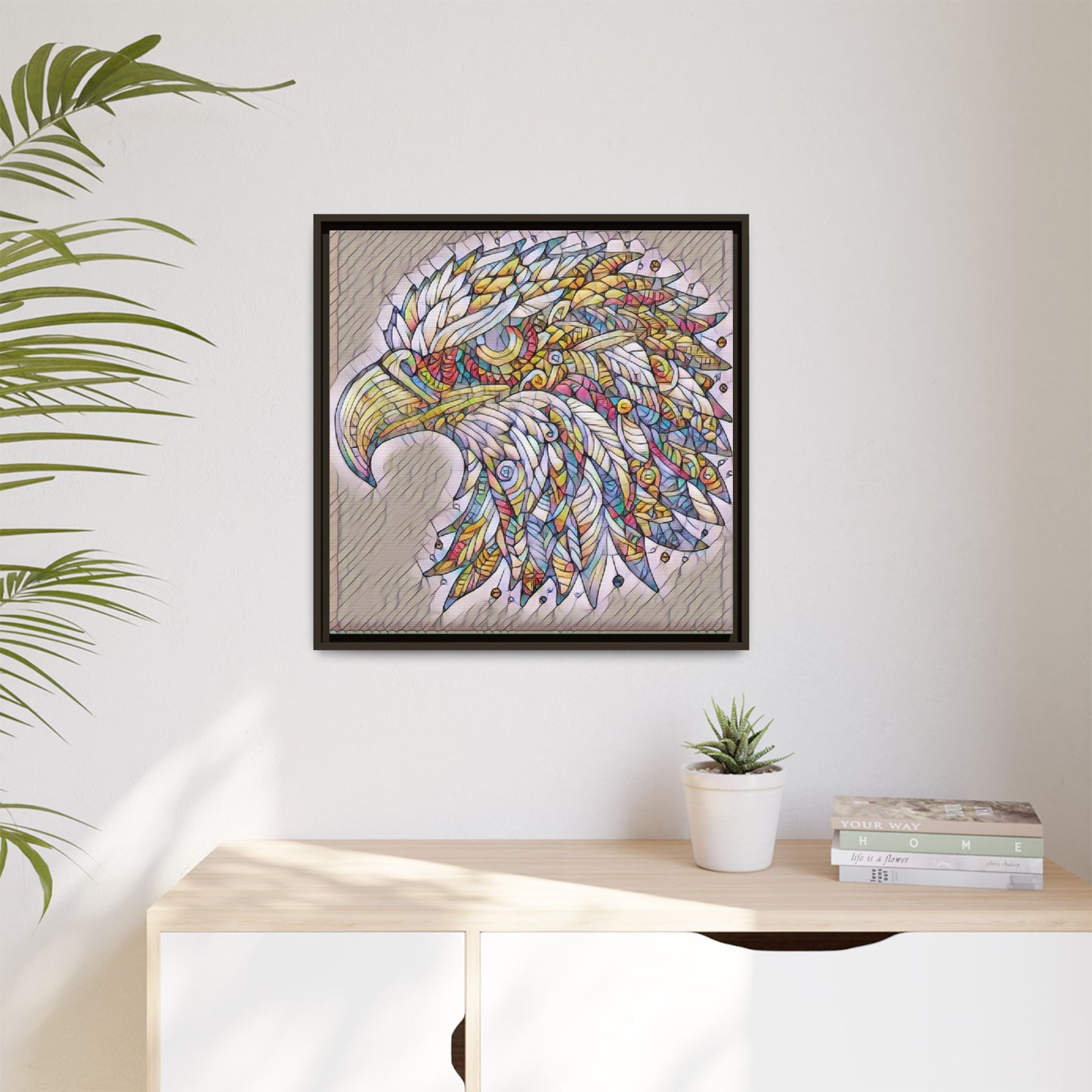 Colorful Eagle Head Matte Framed Canvas Art