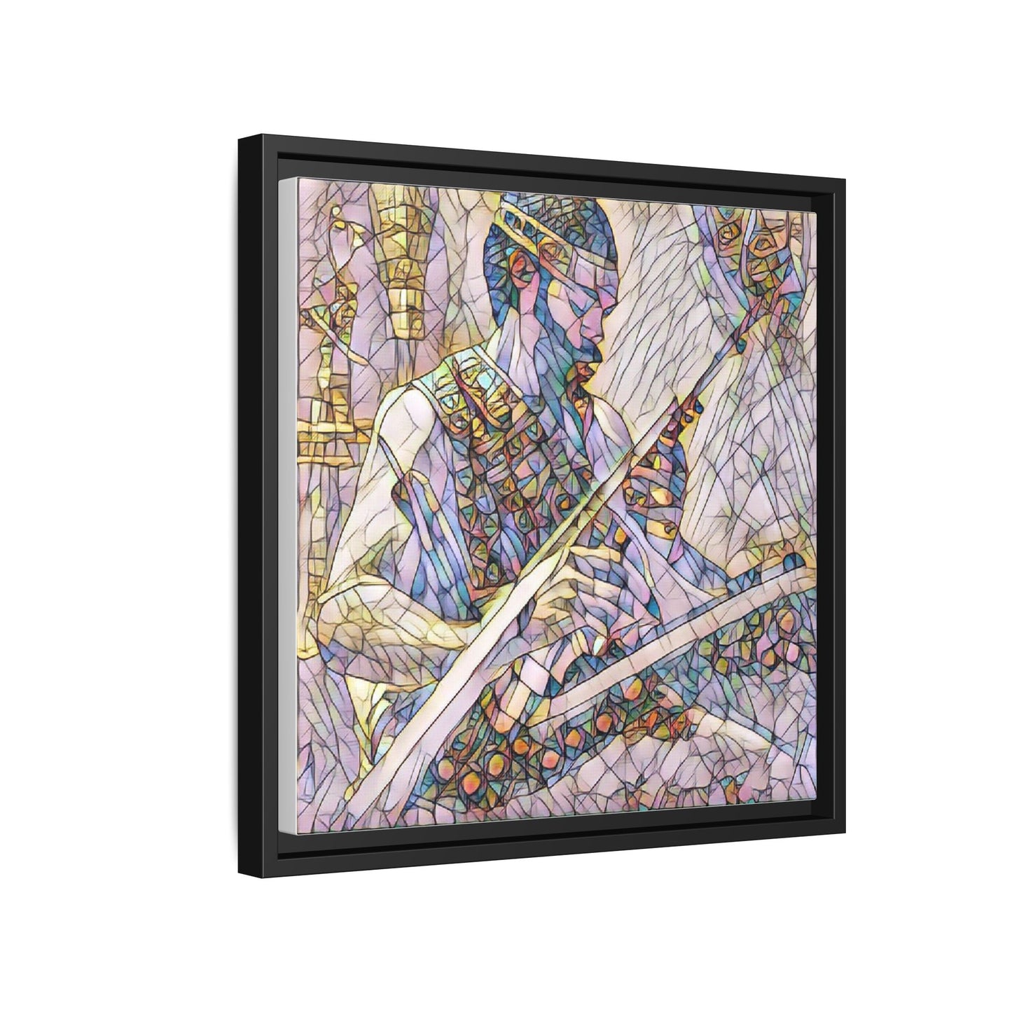 Framed Matte Canvas — Abstract Musician Stained-Glass Art Print
