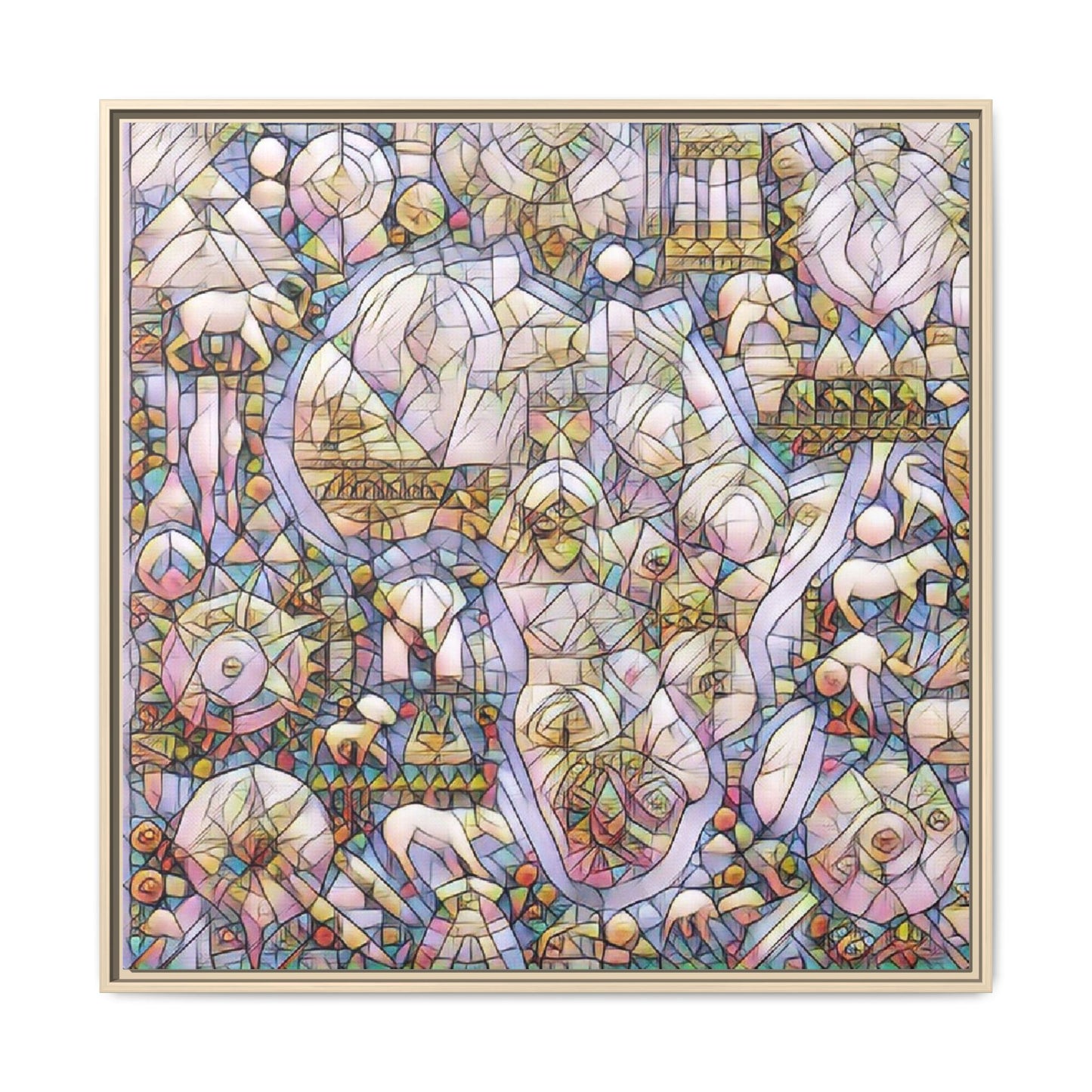 Abstract Stained-Glass Style Framed Canvas Print