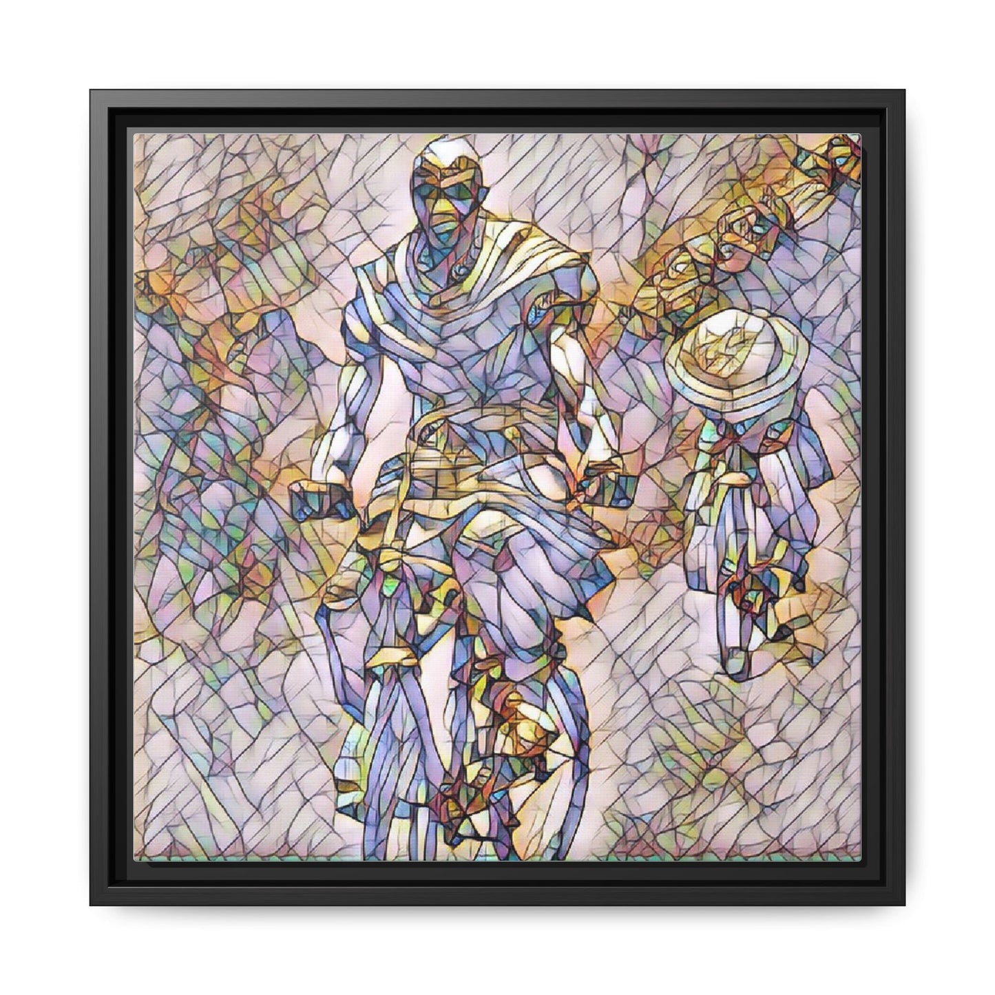 Framed Matte Canvas — Abstract Cyclist Artwork (Multi‑Color)