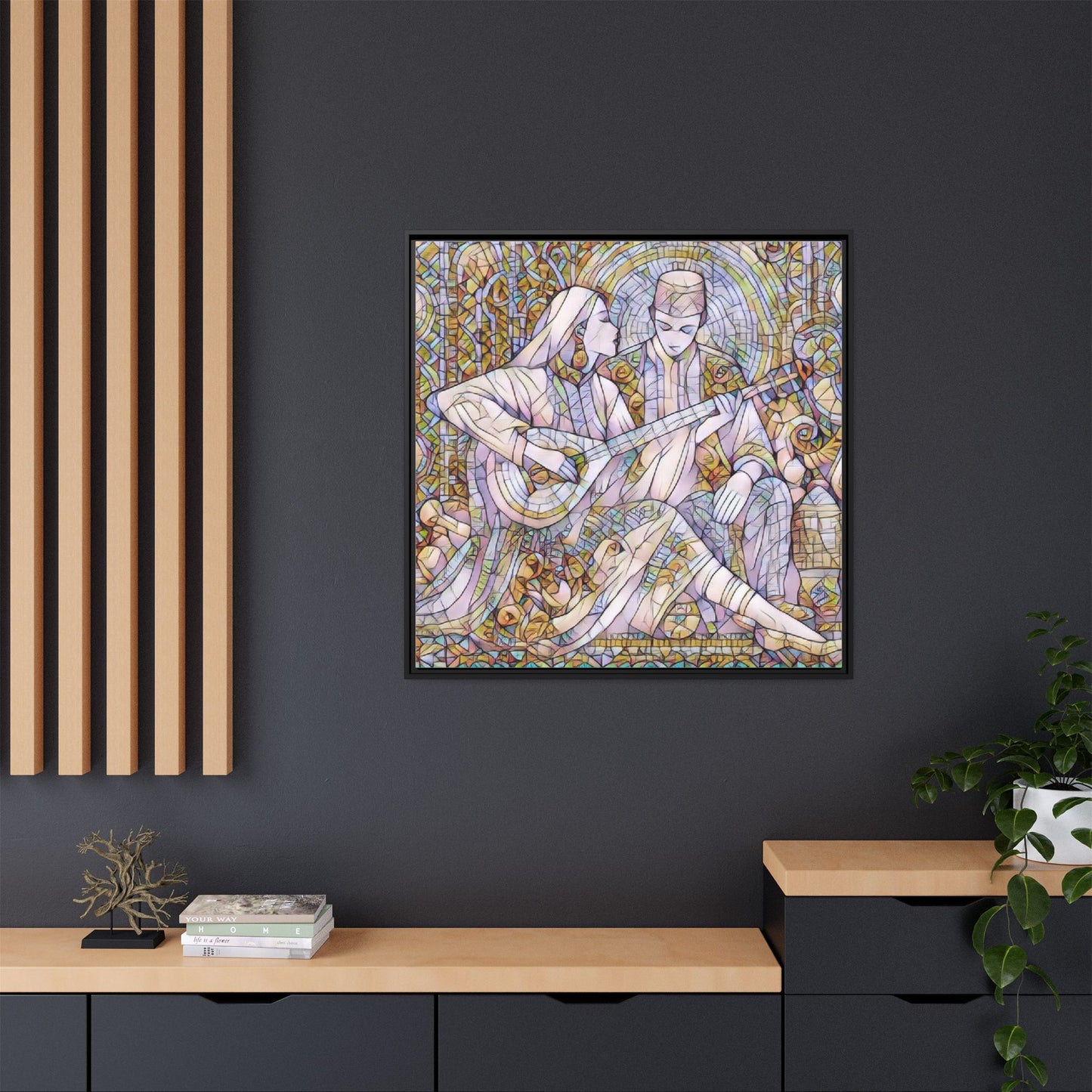 Love Song Serenade - Framed Canvas Wall Art | Guitar Player Romantic Print