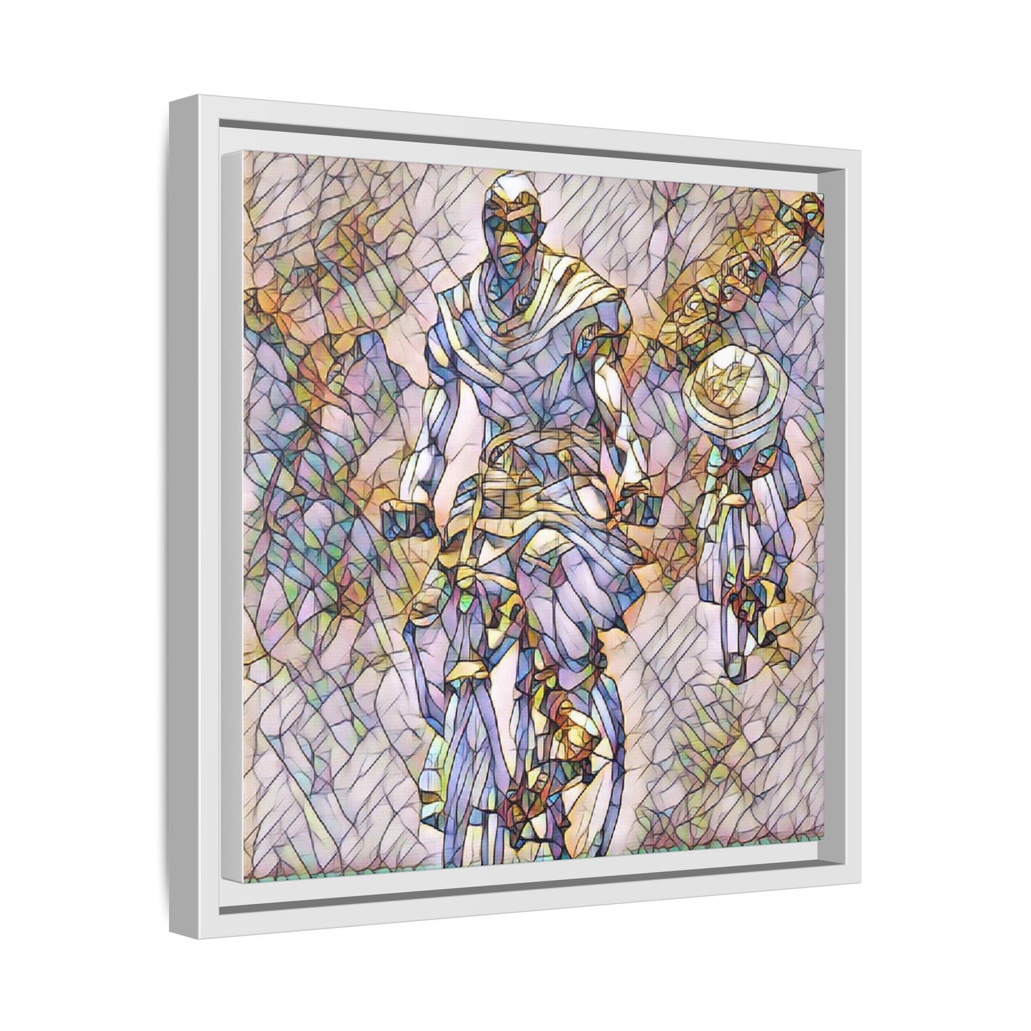 Framed Matte Canvas — Abstract Cyclist Artwork (Multi‑Color)