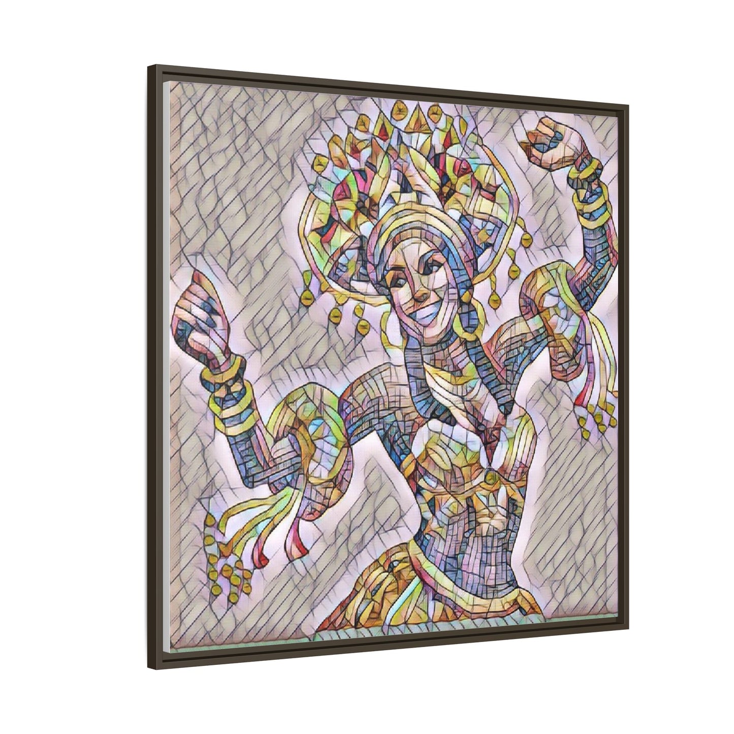 Framed Matte Canvas: Colorful Carnival Dancer Artwork – Vibrant Ethnic Dance Wall Art