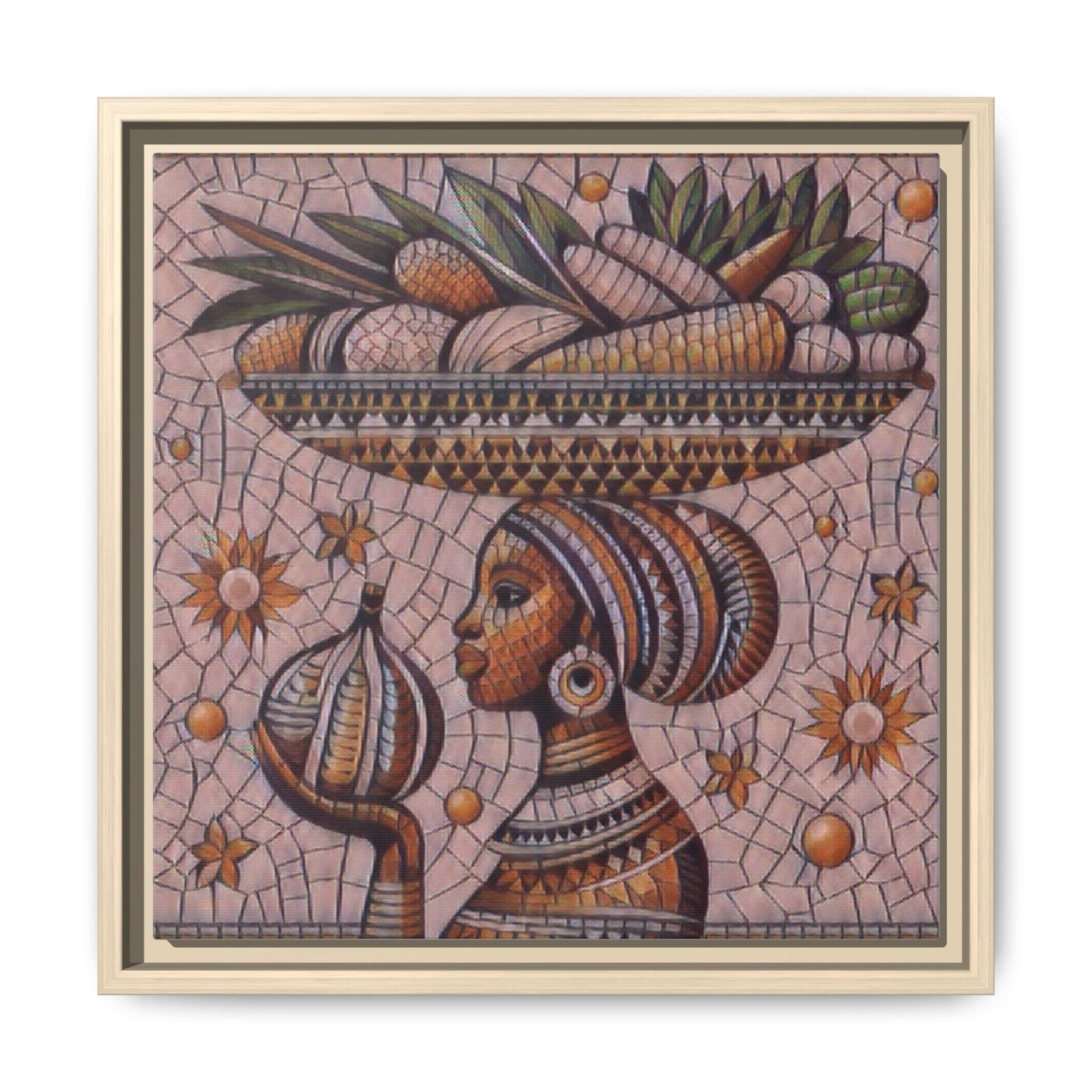Egyptian Mosaic Goddess Matte Framed Canvas Wall Art