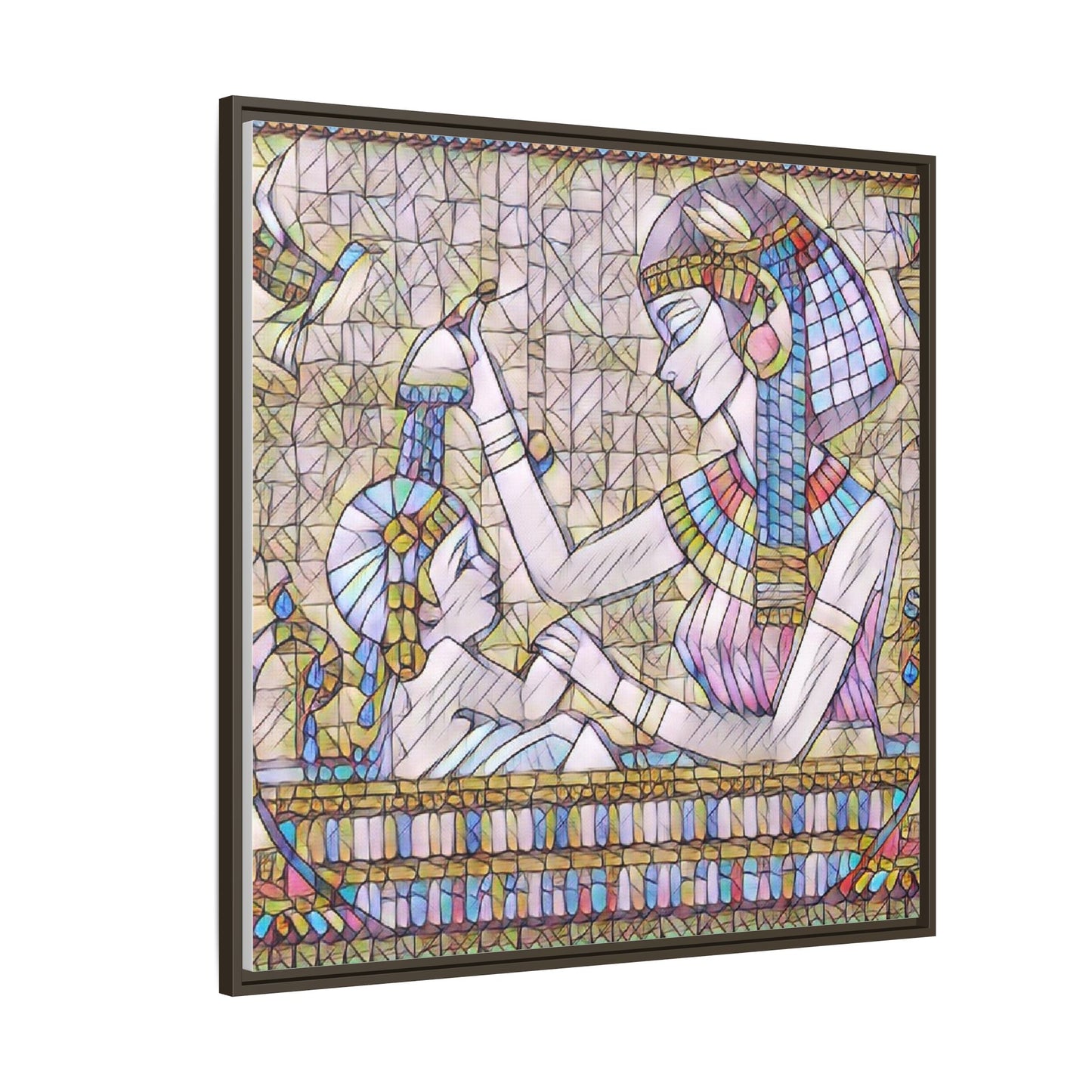 Egyptian Mosaic Mother & Child Framed Matte Canvas