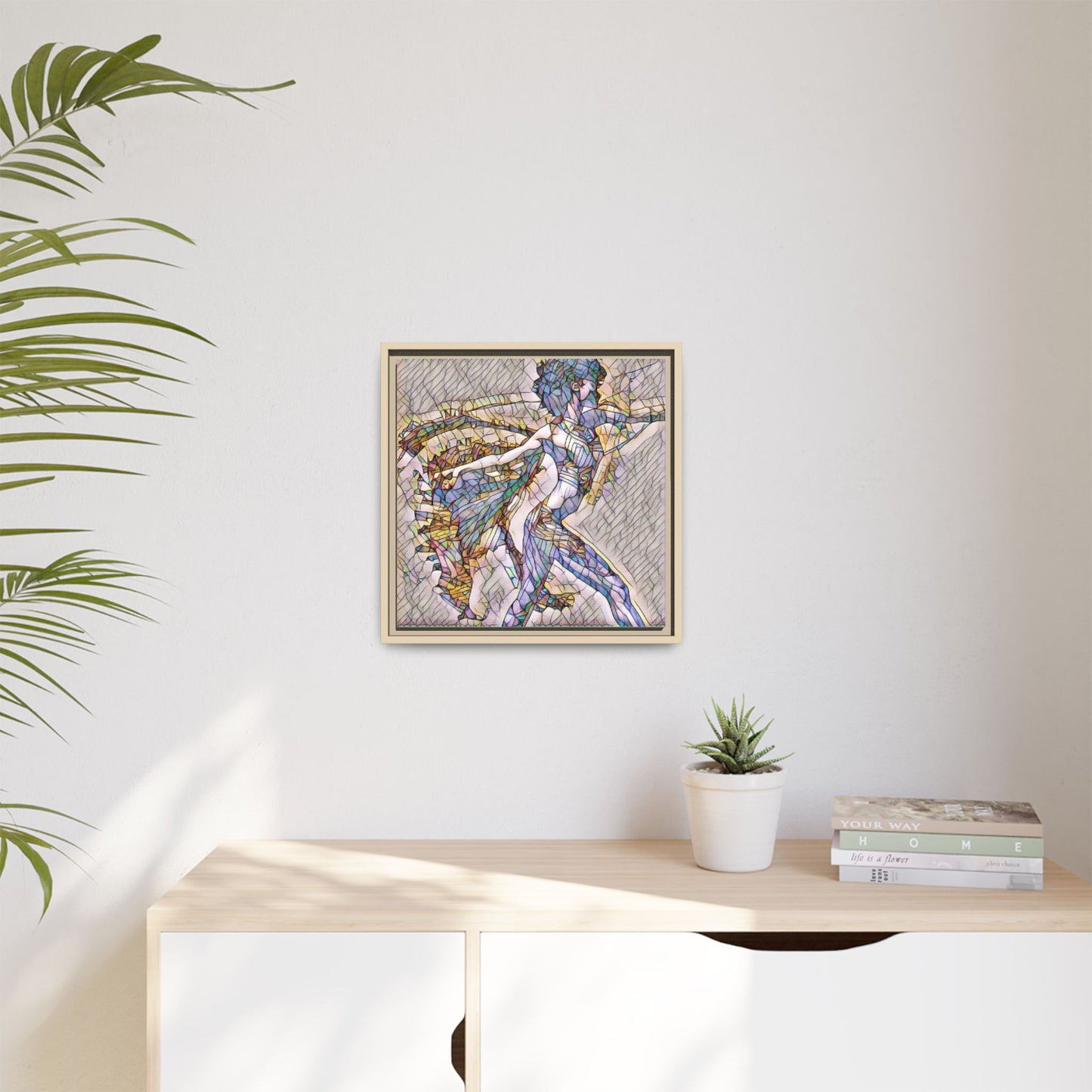 Abstract Stained-Glass Dancer Framed Canvas Art