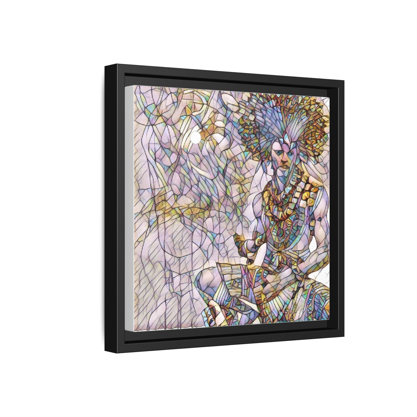 Framed Matte Canvas Art — Colorful Tribal Warrior Illustration