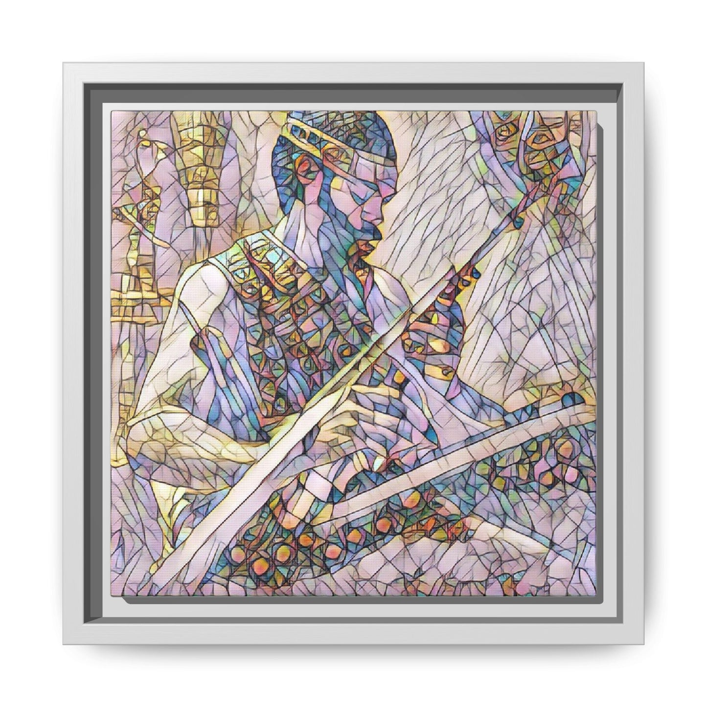 Framed Matte Canvas — Abstract Musician Stained-Glass Art Print