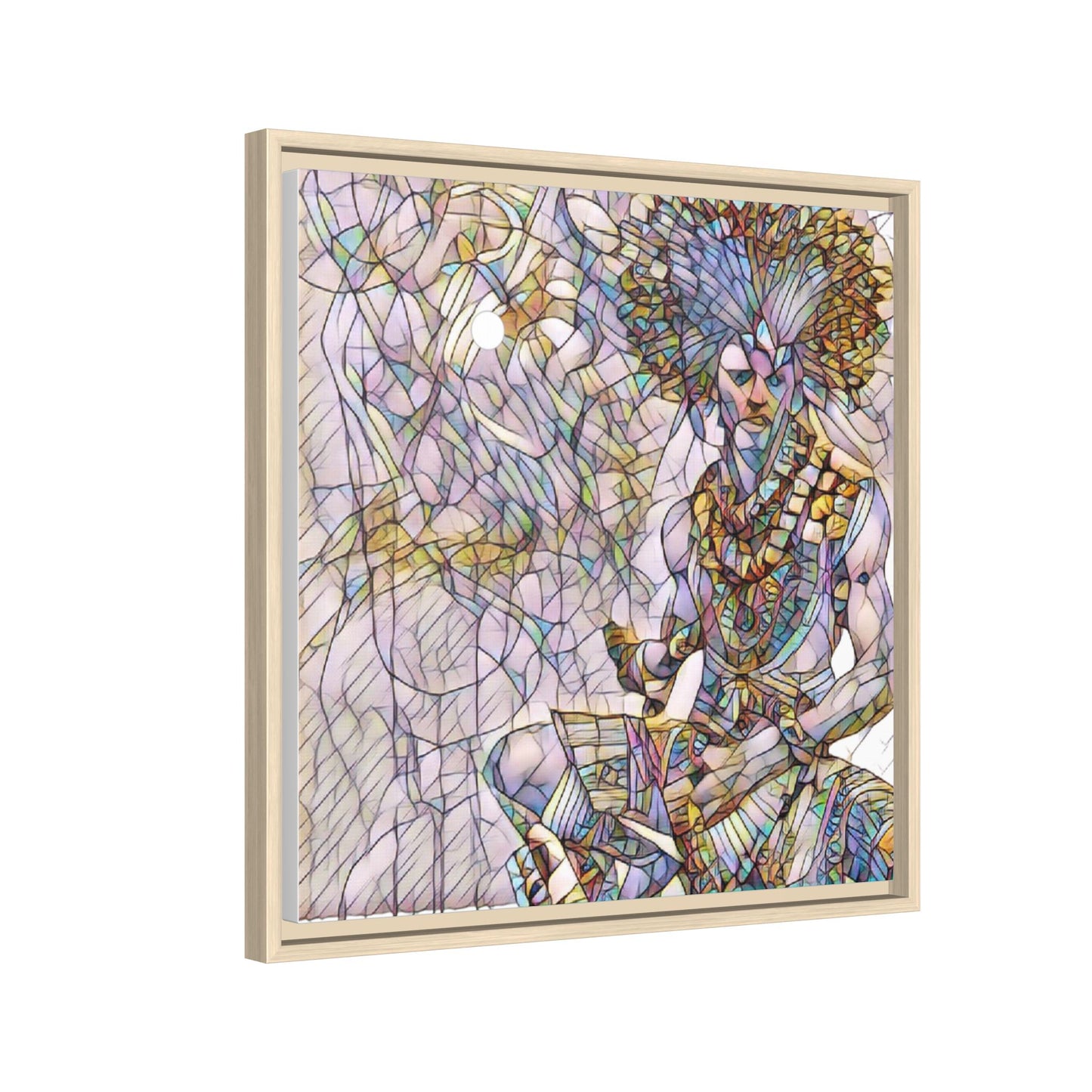 Framed Matte Canvas Art — Colorful Tribal Warrior Illustration