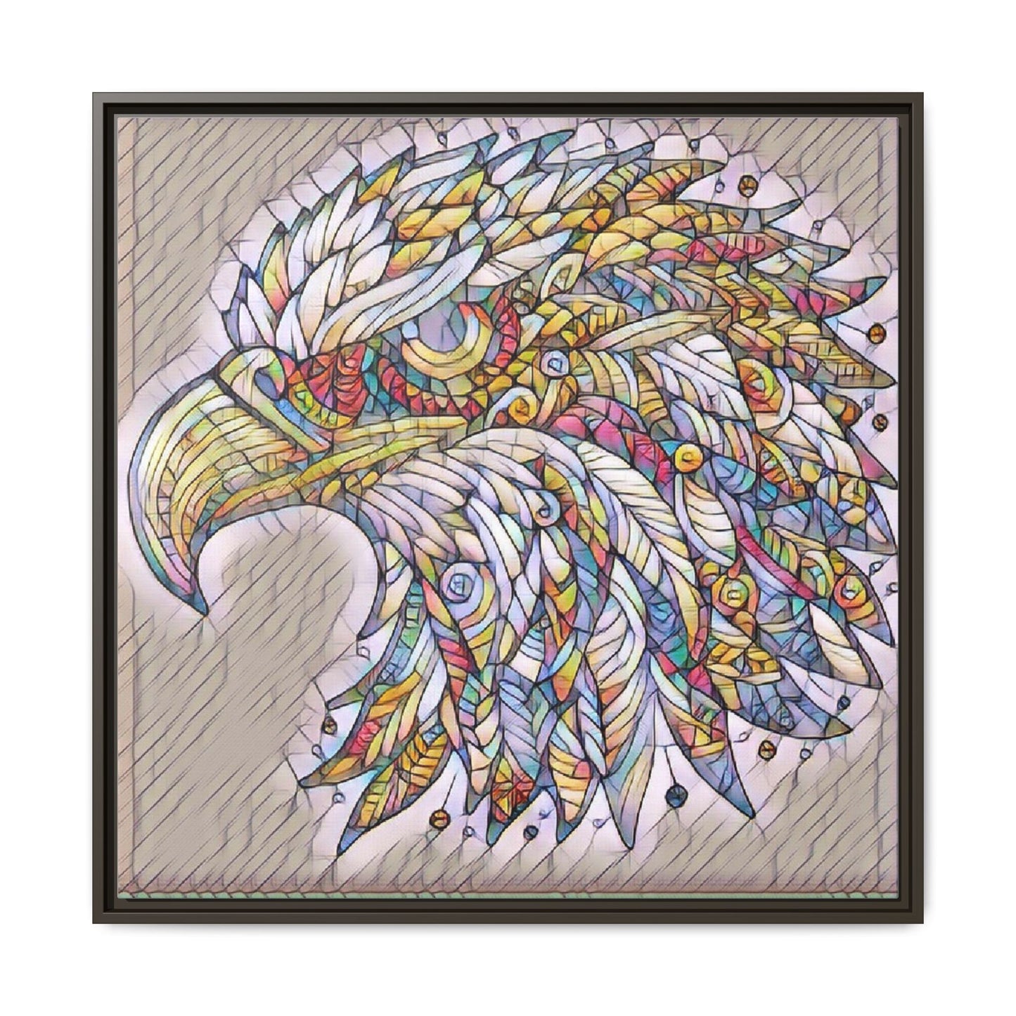 Colorful Eagle Head Matte Framed Canvas Art