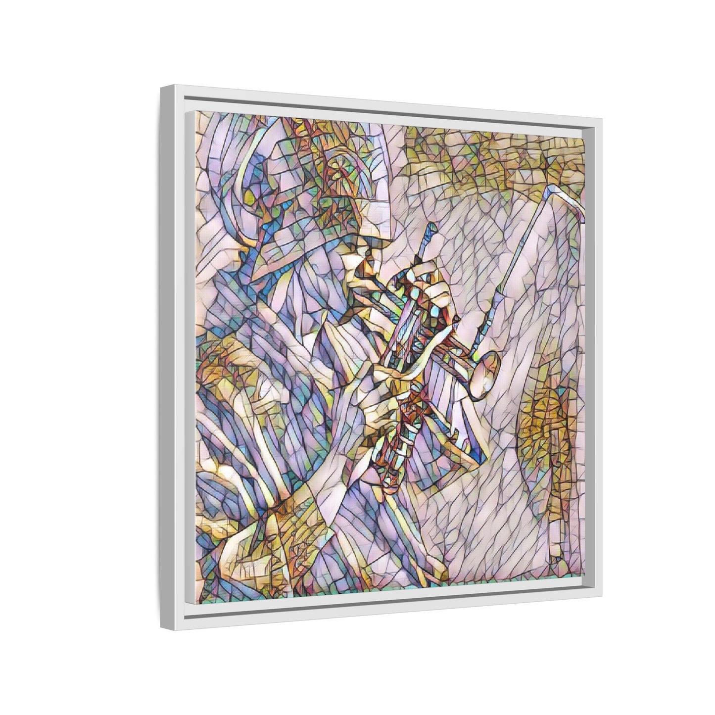 Framed Abstract Trumpet Player Matte Canvas Art
