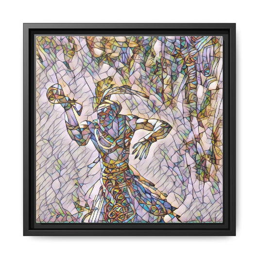 Stained Glass Pharaoh Matte Framed Canvas Art - Colorful Egyptian Dancer Wall Decor