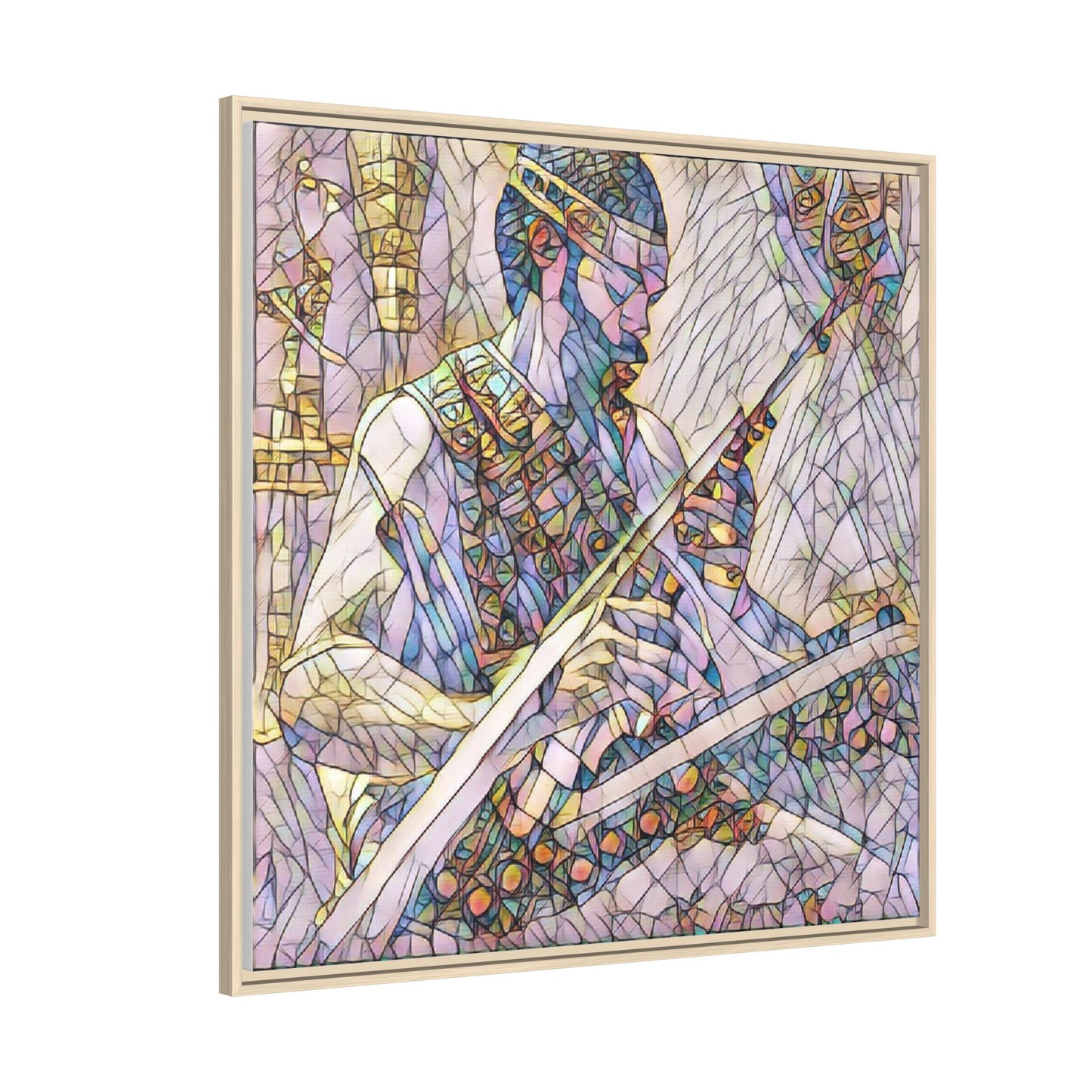 Framed Matte Canvas — Abstract Musician Stained-Glass Art Print