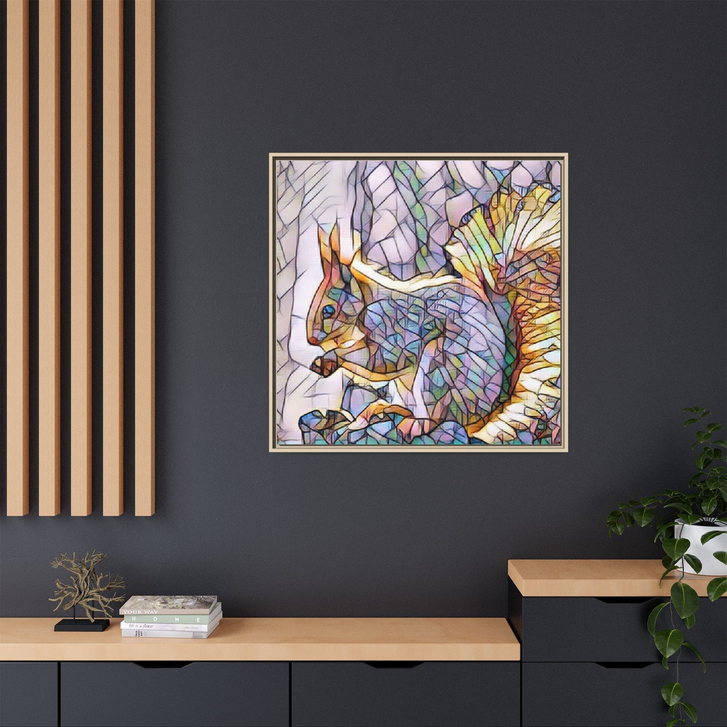 Framed Squirrel Mosaic Matte Canvas Wall Art